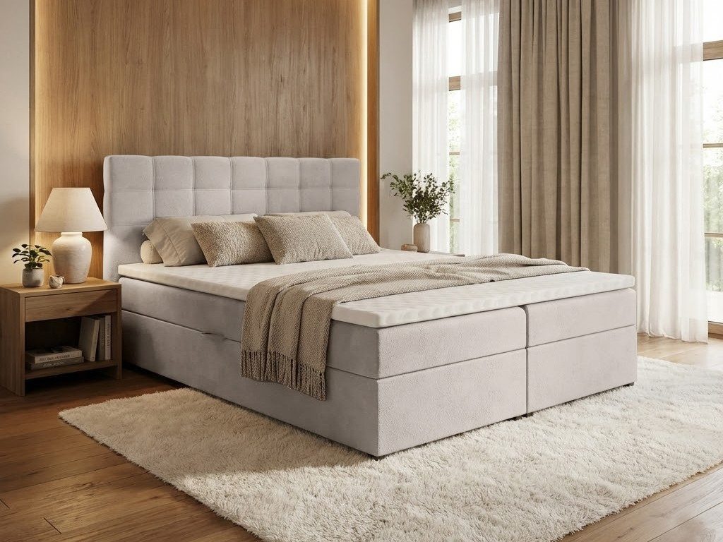 Beautysofa Boxspringbett TOPIQ mit Bettkasten (Bett für Schlafzimmer), mit 2x Bettkästen, Federkernmatratze