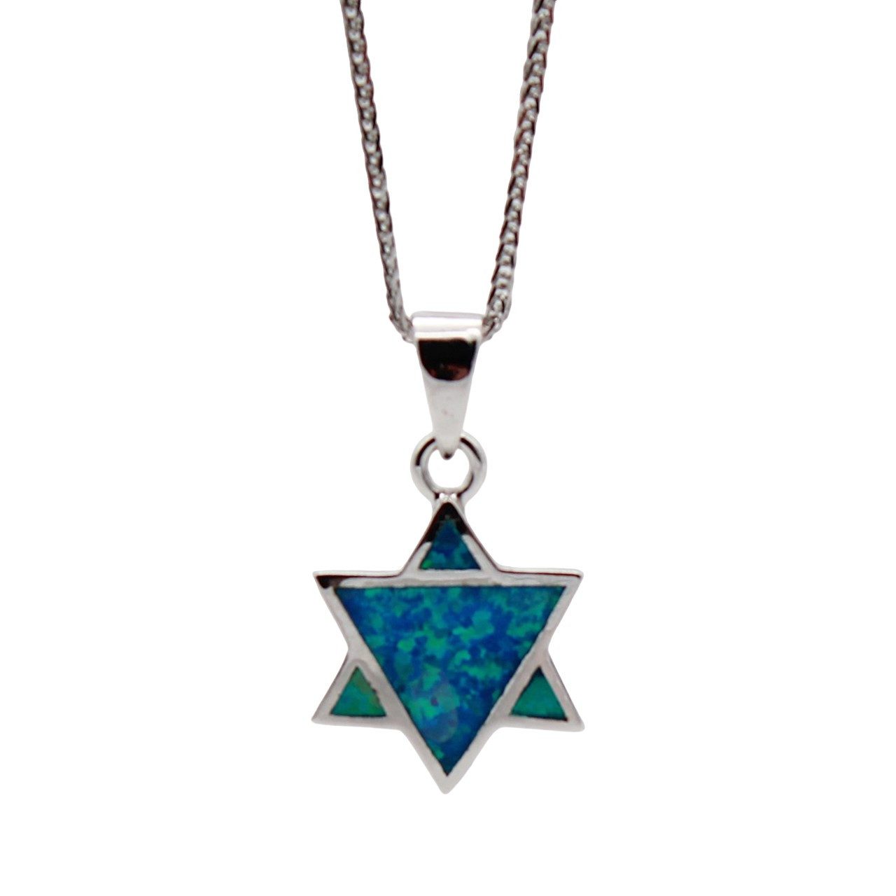 Kette mit Anhänger Silberkette Damen Halskette Schmuck Ankerkette mit Davidstern Anhänger