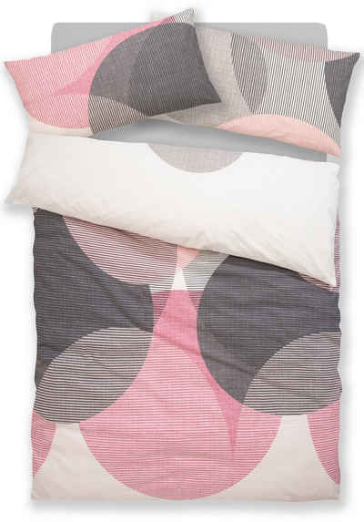 Bettwäsche Carla in Gr. 135x200 oder 155x220 cm, BIERBAUM, Renforcé, 2 teilig, Bettwäsche aus Baumwolle, geometrische Bettwäsche mit Reißverschluss