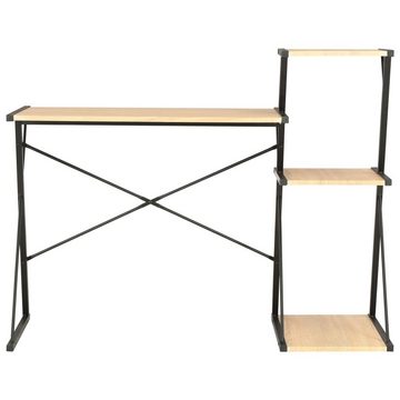 furnicato Schreibtisch mit Regal Schwarz und Eiche 116×50×93 cm