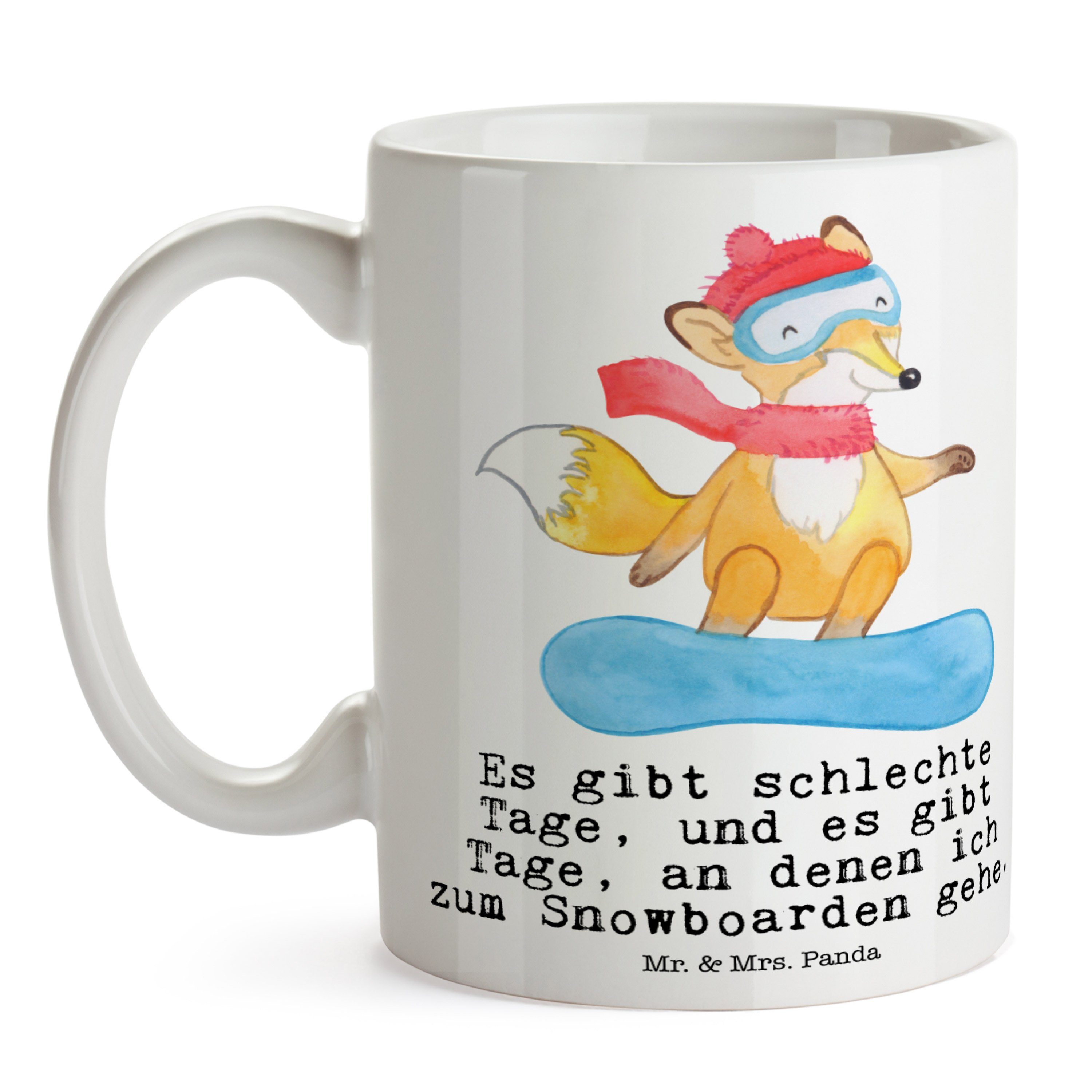 Mr. & Mrs. Weiß Keramik - Tage Snowboarden Geschenk, Panda Fuchs Porzellantasse, Tasse Kaffeetasse, 