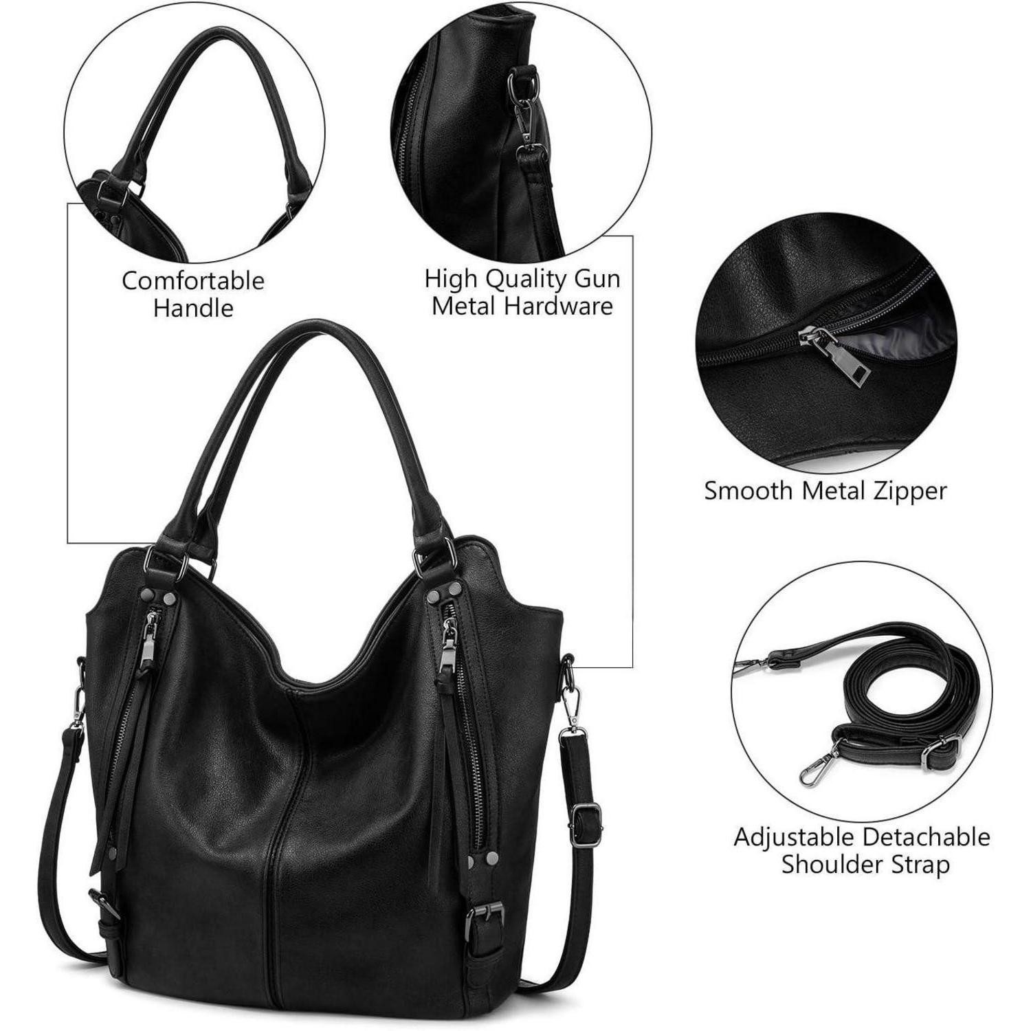 LuxusKollektion Shopper Große Shopper Damen Handtasche Kunstleder Umhängetasche Set Schwarz – Bild 3 von 5