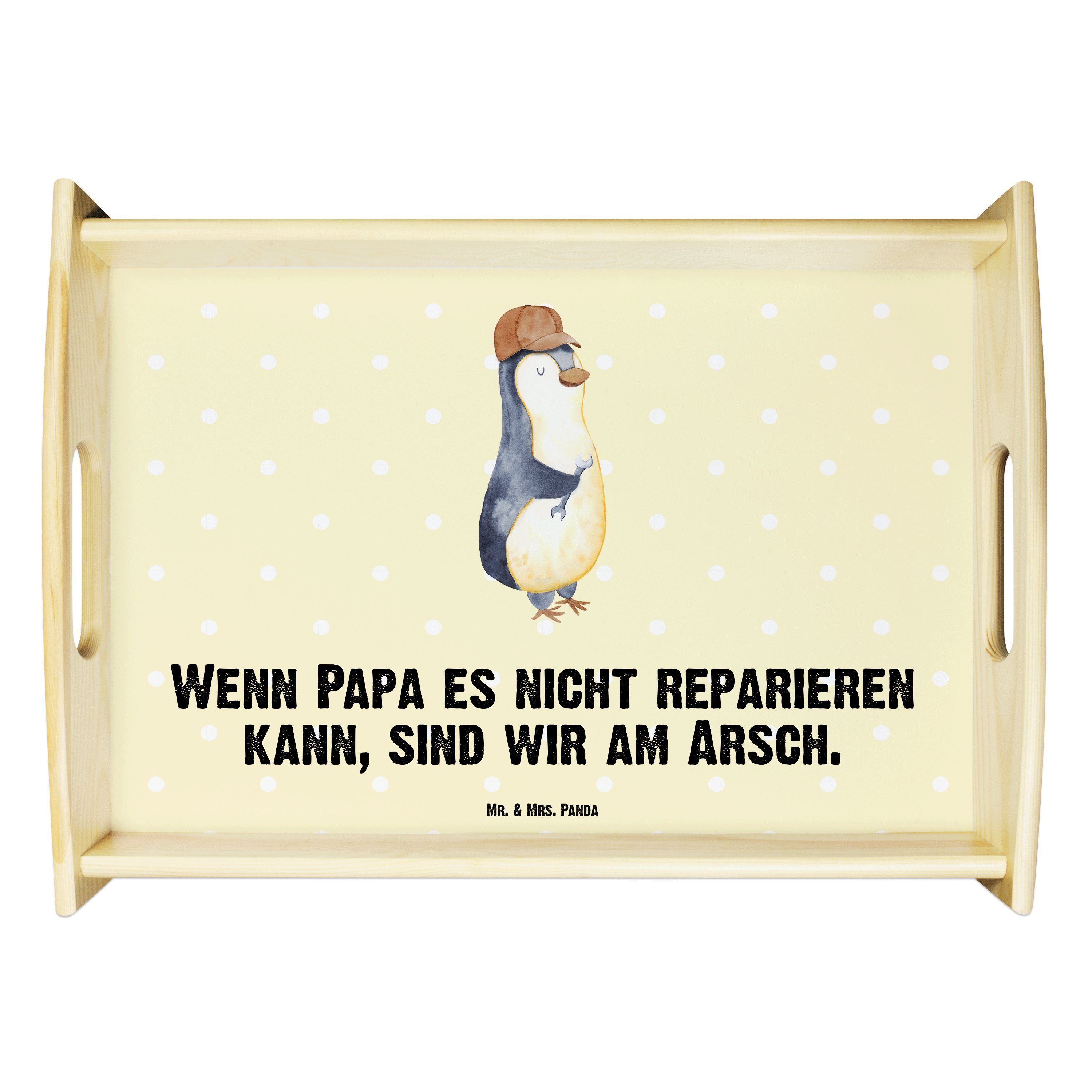 Mr. & Mrs. Panda Tablett Wenn Papa es nicht reparieren kann, sind wir am Arsch - Gelb Pastell, Echtholz lasiert, (1-tlg)