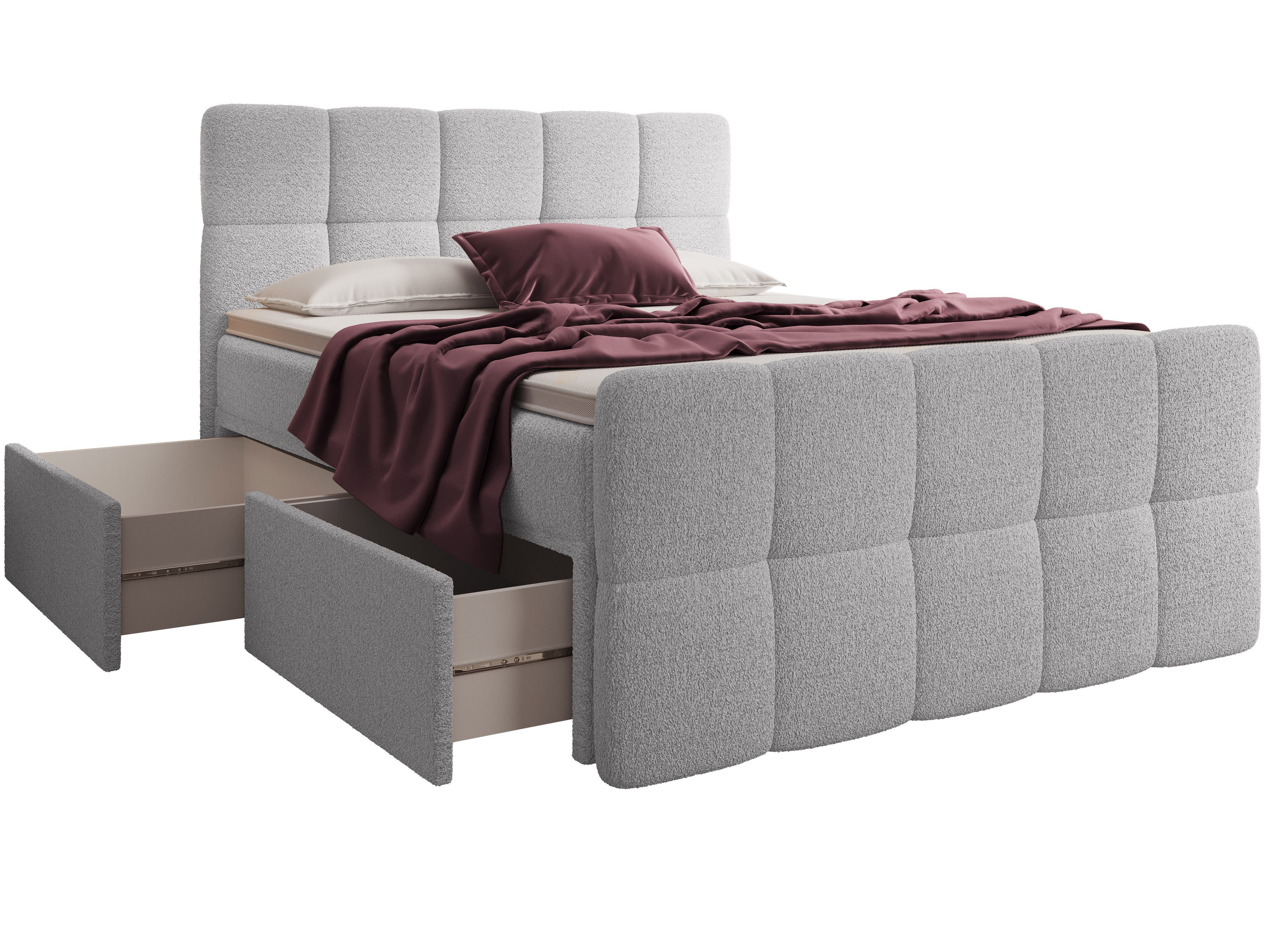 wonello Boxspringbett Madison 4, mit Schubladen (2x), Taschenfederkern-Matratzen und premium Topper