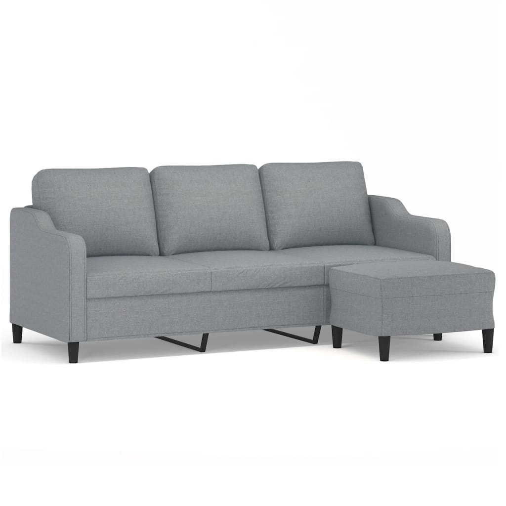 vidaXL Sofa 3-Sitzer-Sofa mit Hocker Hellgrau günstig online kaufen