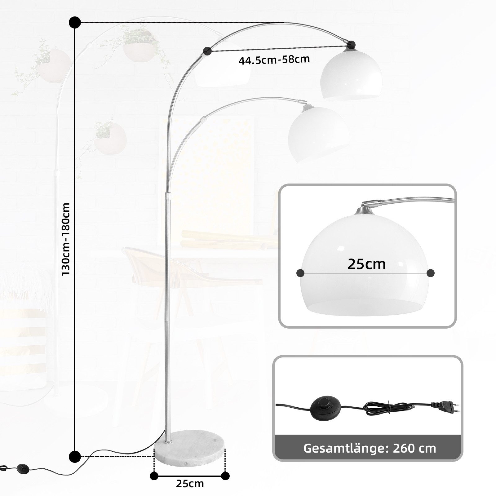 CCLIFE Bogenlampen Bogenlampe Stehlampe LED E27 Bogenleuchte Wohnzimmer günstig online kaufen