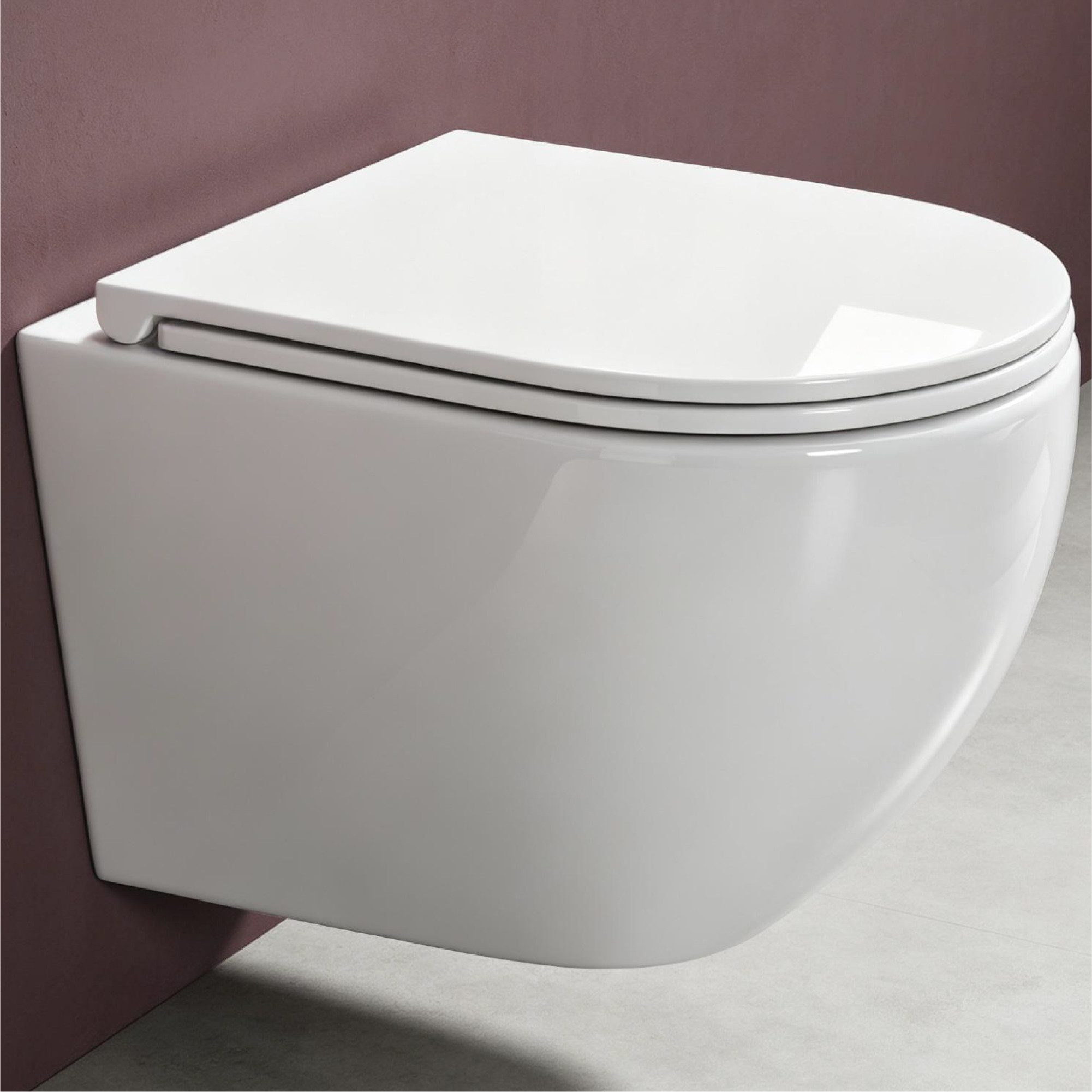 doporro Tiefspül-WC Wand-WC Hänge-WC Keramik Spülrandlos mit Softclose-Sitz wassersparend, wandhängend, inkl. SilentClose-Sitz mit Absenkautomatik, weiß/schwarz
