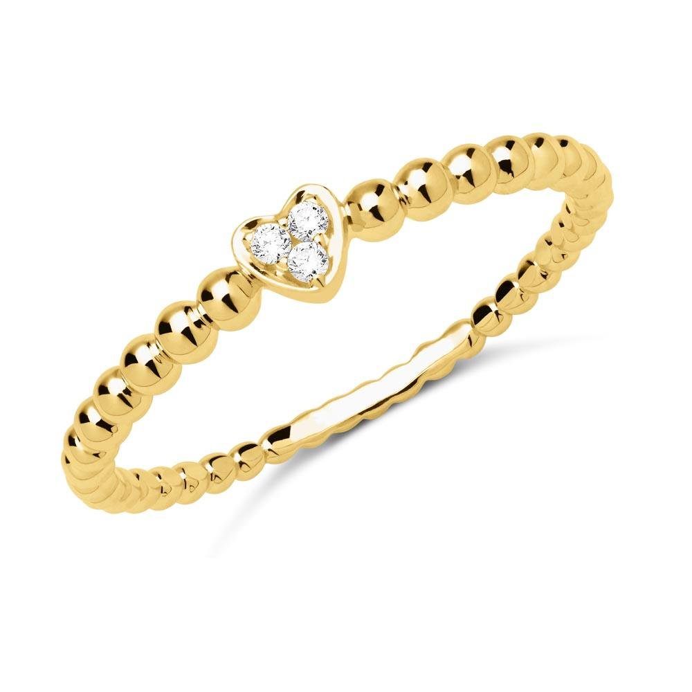 Brilladia Diamantring 750er Gold Ring Herz mit 3 Diamanten