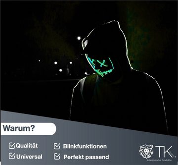 TK Gruppe Verkleidungsmaske LED Grusel Maske grün - Purge - Halloween Kostüm für Damen und Heeren, (1x LED Maske grün), Steuerbar - drei Lichteffekten