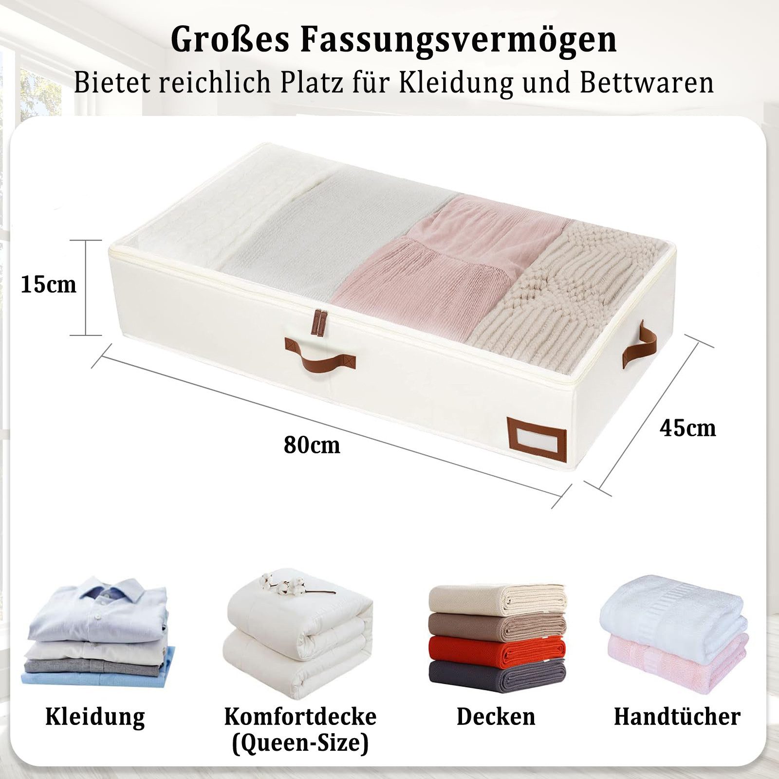 Minicloss Aufbewahrungsbox Faltbare Aufbewahrungsbox, 90-Liter-Unterbett-Aufbewahrungstasche (2 St), Kleideraufbewahrungstasche, große Haushalts-Aufbewahrungsbo – Bild 2 von 5