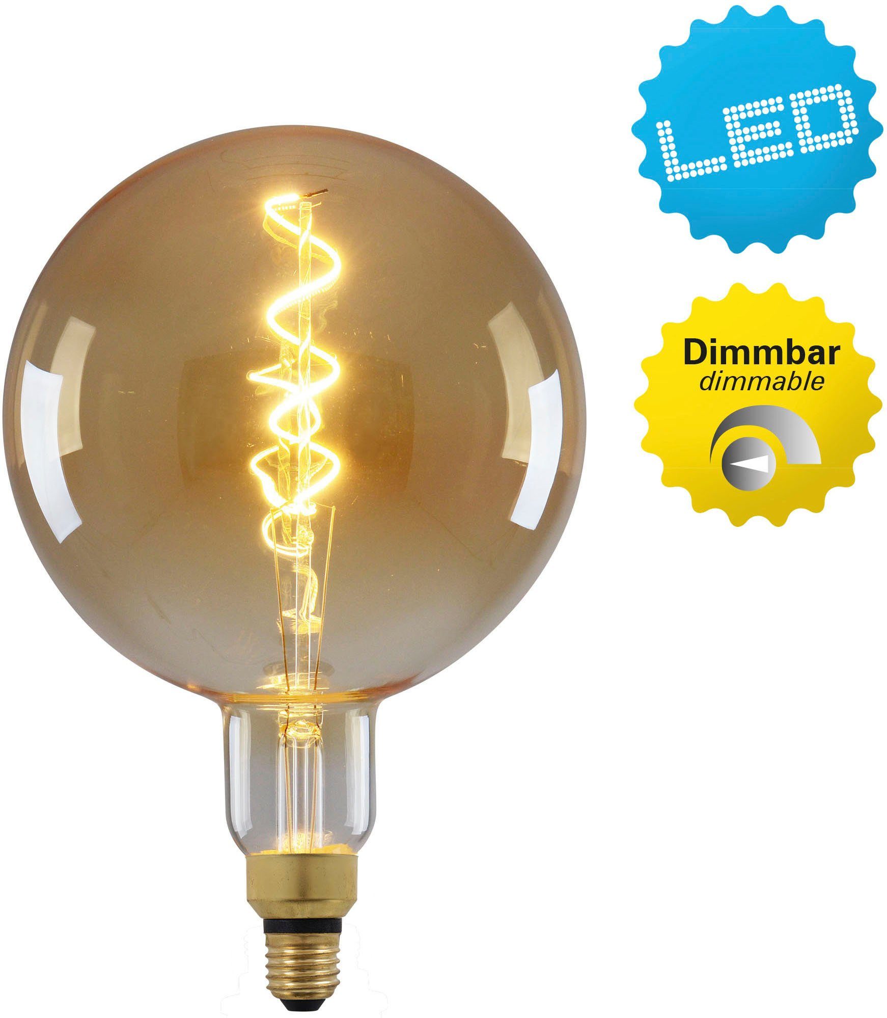 E27, St., Dilly warmweiß 1 LED LED-Leuchtmittel D: Filament 2200K Max, näve 30cm 20cm 280lm E27/5W H: dimmbar