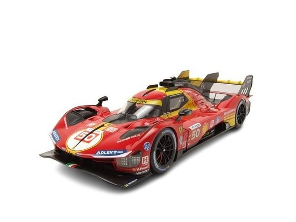 Bburago Modellauto Ferrari 499P #50 Sieger Le Mans 2024 rot Fuoco Molina Nielsen, Maßstab 1:18