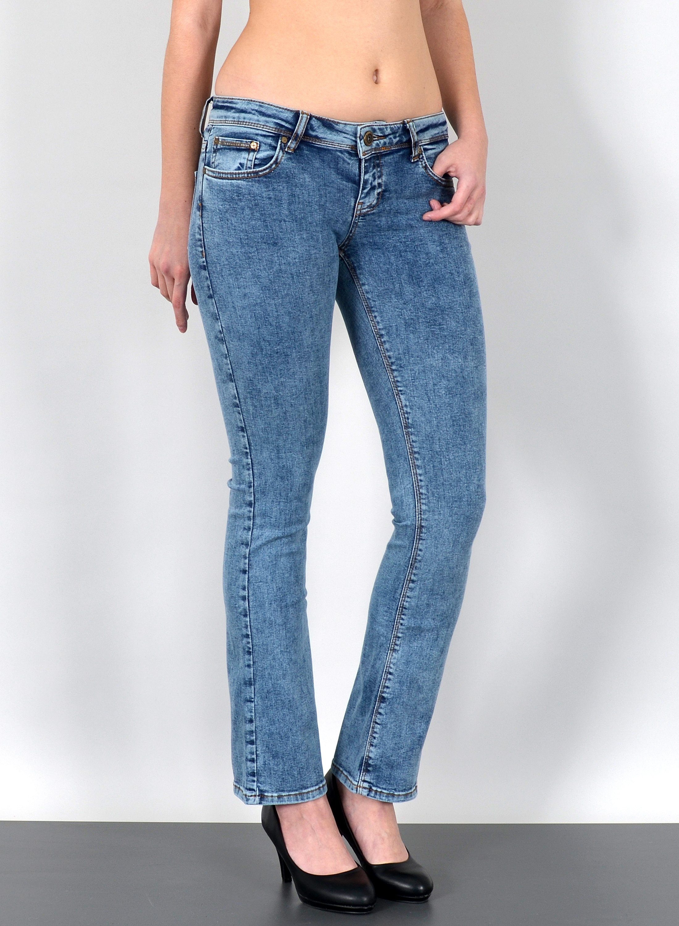 ESRA Bootcut-Jeans Schlaghose Damen Bootcut Jeans Stretch Hose mit niedrige günstig online kaufen