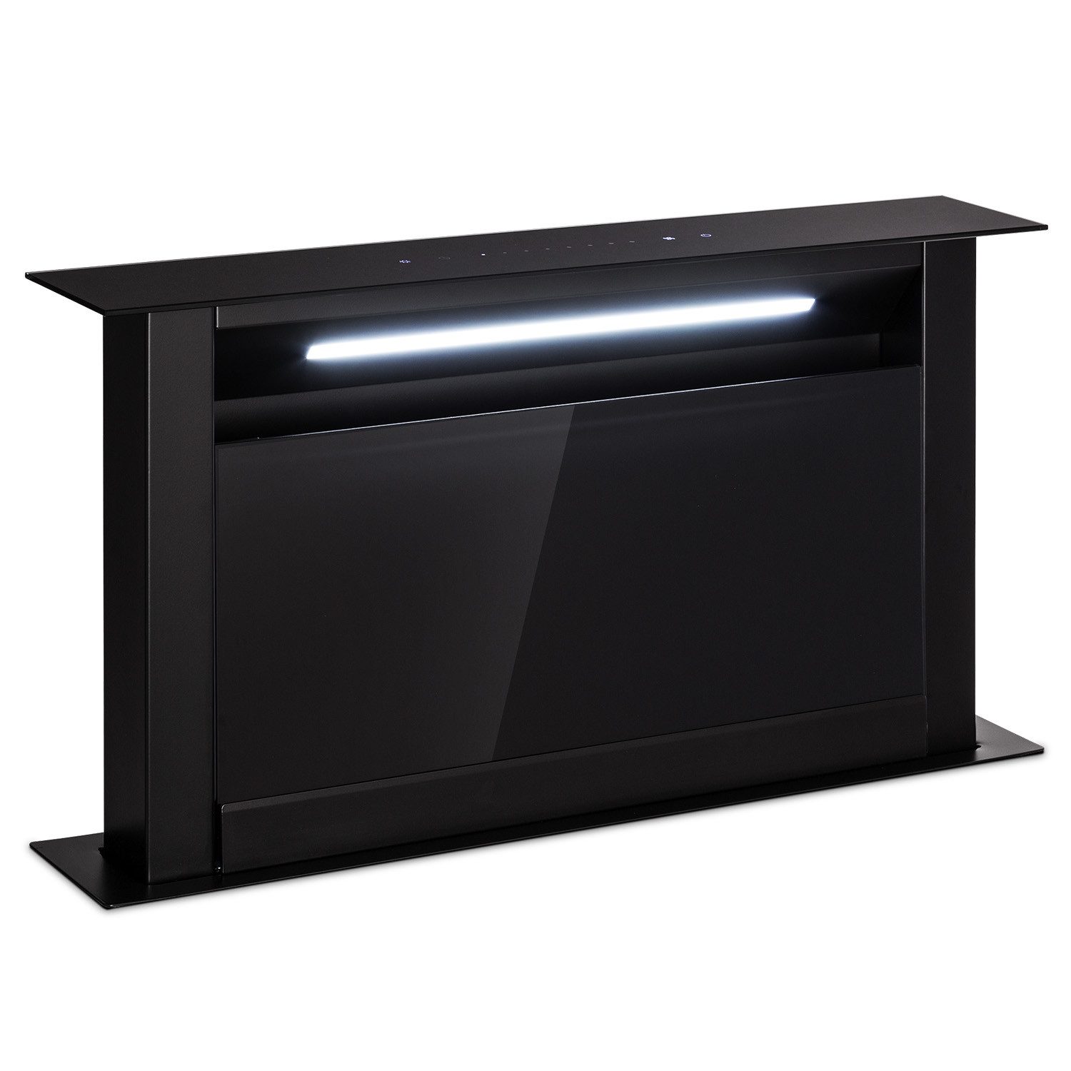 Klarstein Deckenhaube Royal Flush Serie Royal Flush Eco Downdraft Dunstabzugshaube 60 cm 576 m³/h A++ Royal Flush, Abzugshaube Downdraft Abluft Umluft versenkbar mit Edelstahl