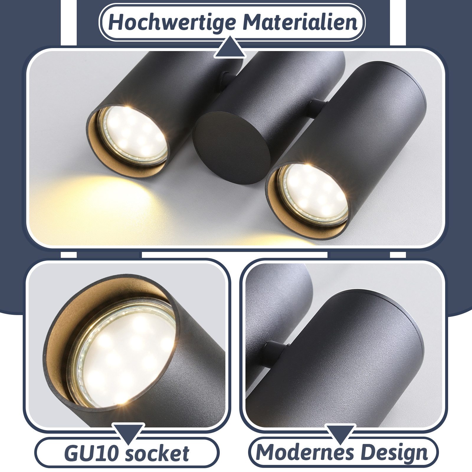 ZMH Deckenstrahler 2 Flammig Schwarz/Weiß Deckenlampe günstig online kaufen