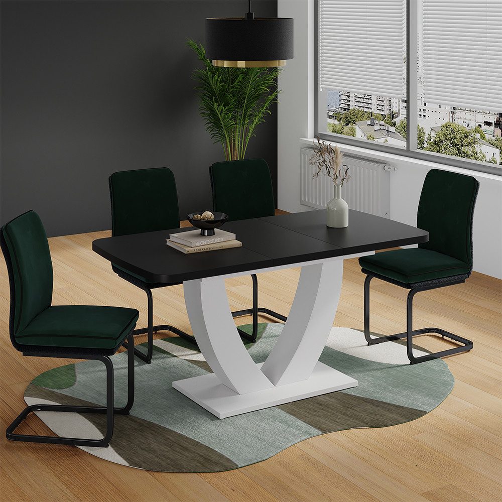 Vicco Esstisch Fenaro, Schwarz/Weiß/Weiß, 120 x 80 cm ausziehbar günstig online kaufen