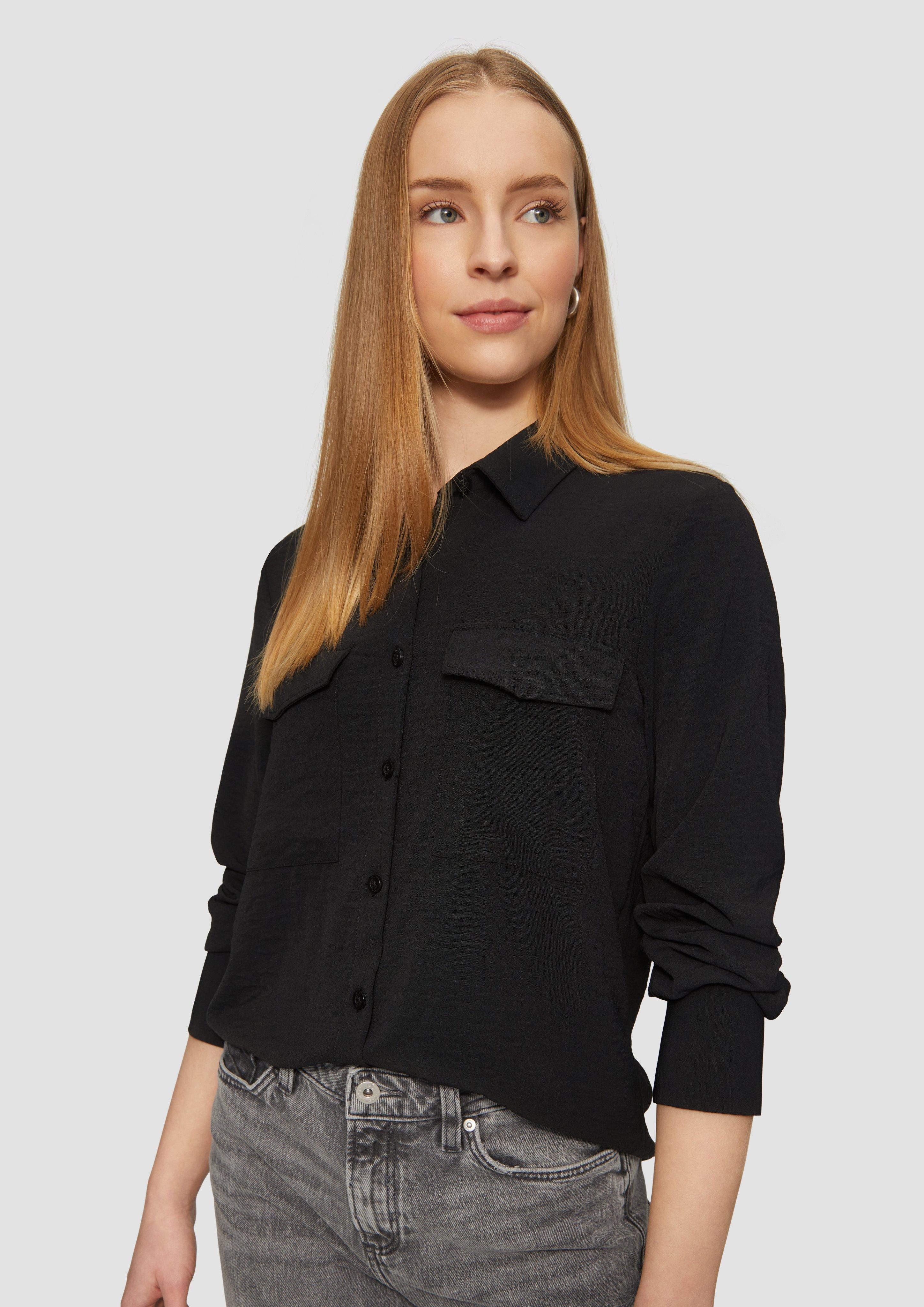 Langarmbluse Lässige Hemdbluse mit aufgesetzten Taschen
