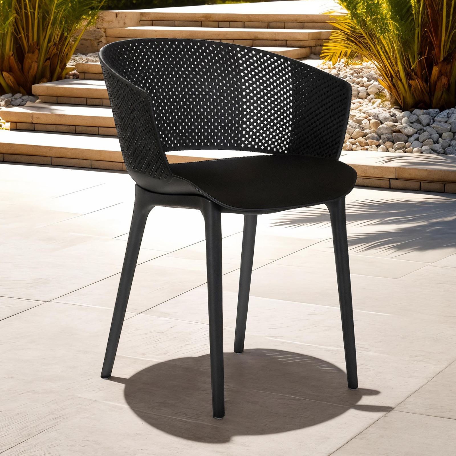 IDIMEX Gartenstuhl OLINDO (4 St), In - & Outdoor Stühle aus Kunststoff im 4er Set, Schalenstühle schwarz