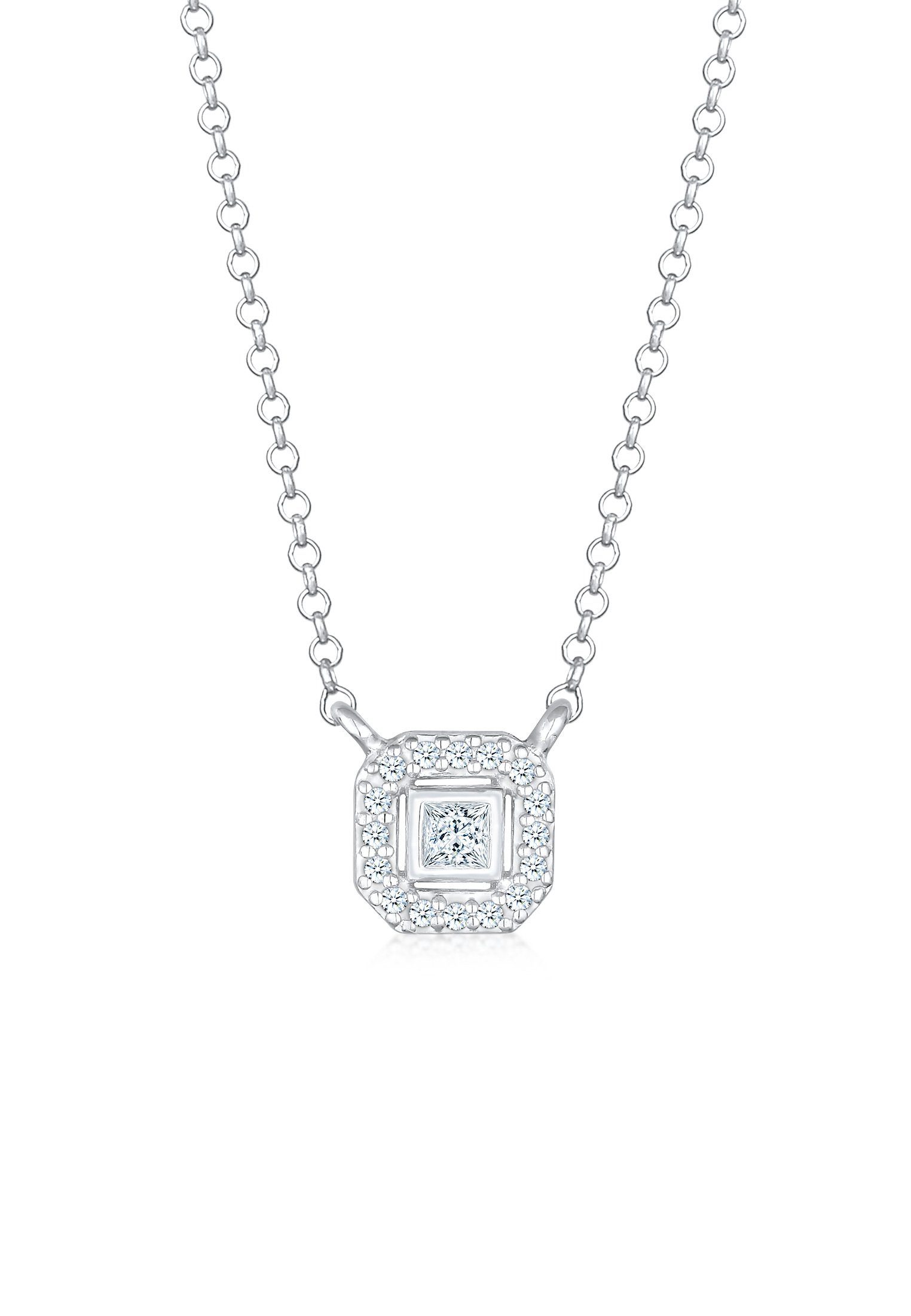 Kette Achteck DIAMONDS (0.16 Geo 925 mit Silber, ct) Anhänger Anhänger Diamant Elli