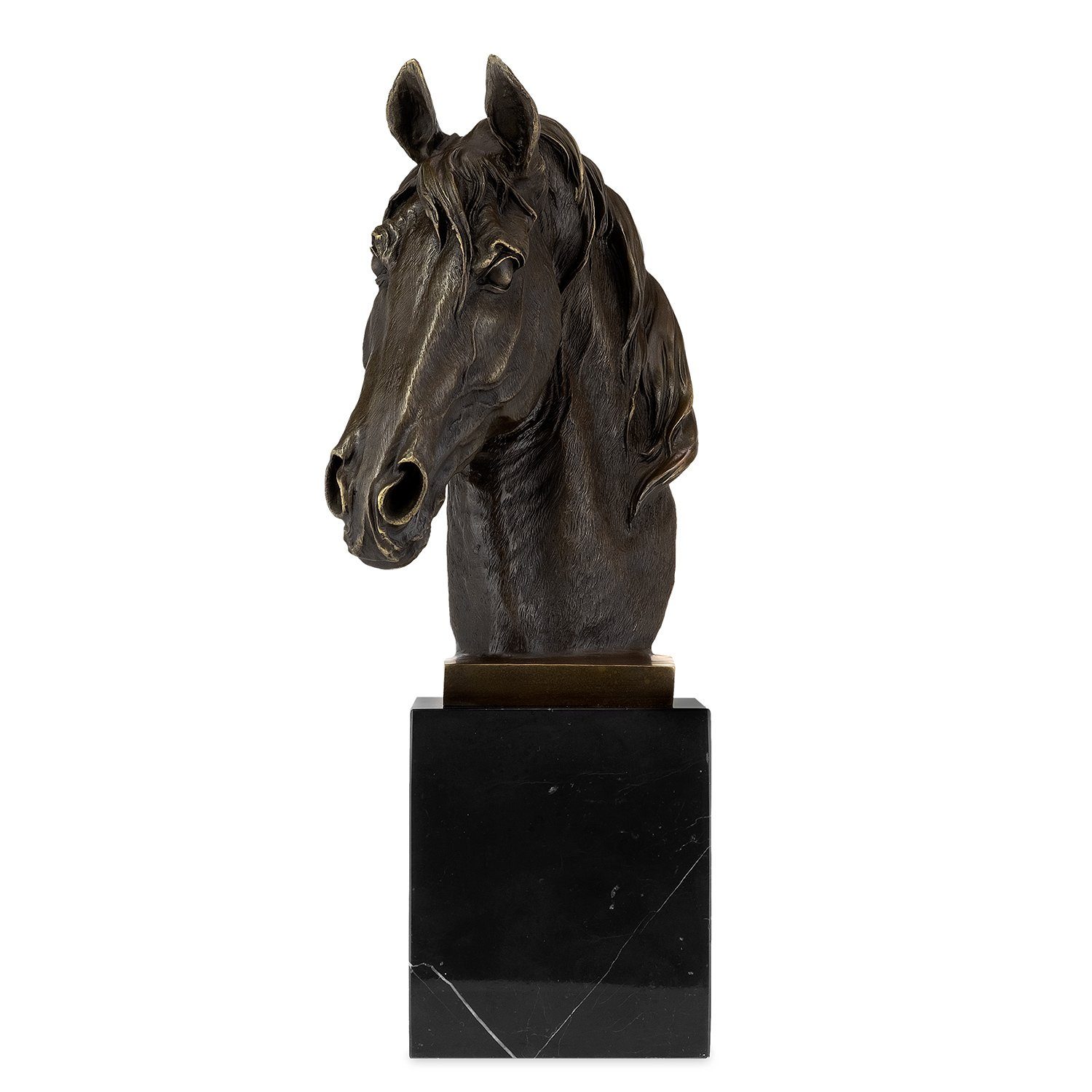 Moritz Dekofigur Bronzefigur Pferdekopf, Schreibtisch Skulptur Vitrine Bronzefigur Figuren Regal für Deko