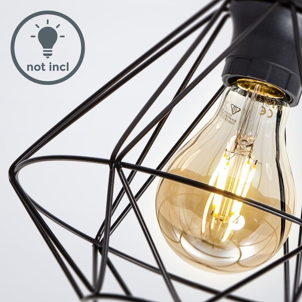 B.K.Licht Deckenleuchte Retro Deckenlampe Draht 1-flammig max. 40 Watt - BKL1234, ohne Leuchtmittel, 3000K - Warmweiß, Vinatge Drahtleuchte Stahl Ø220mm Industrial E27 Fassung schwarz-matt