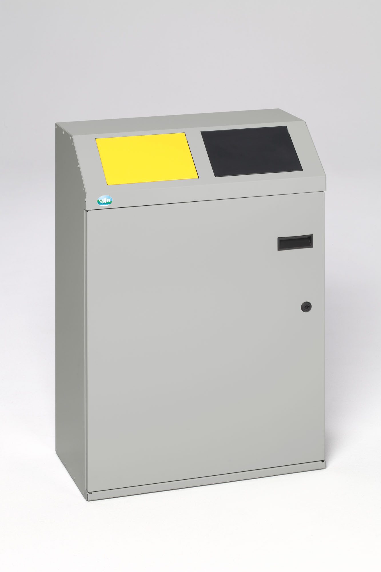 Mülleimer Robustes Wertstoffsortiersystem eckig 2-Fach 48L 91x61x32,5 Silber