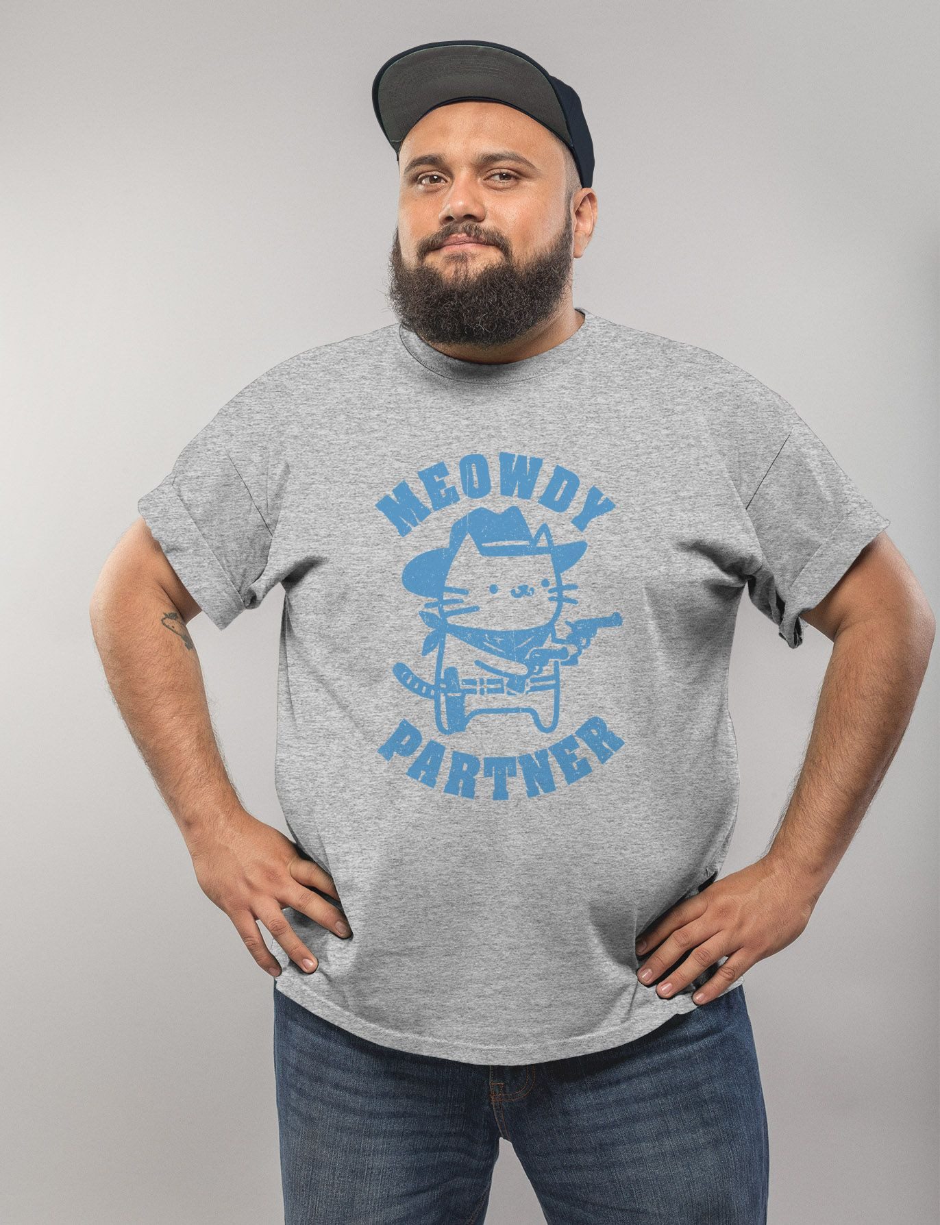 MoonWorks Print-Shirt Herren T-Shirt Meowdy Partner günstig online kaufen