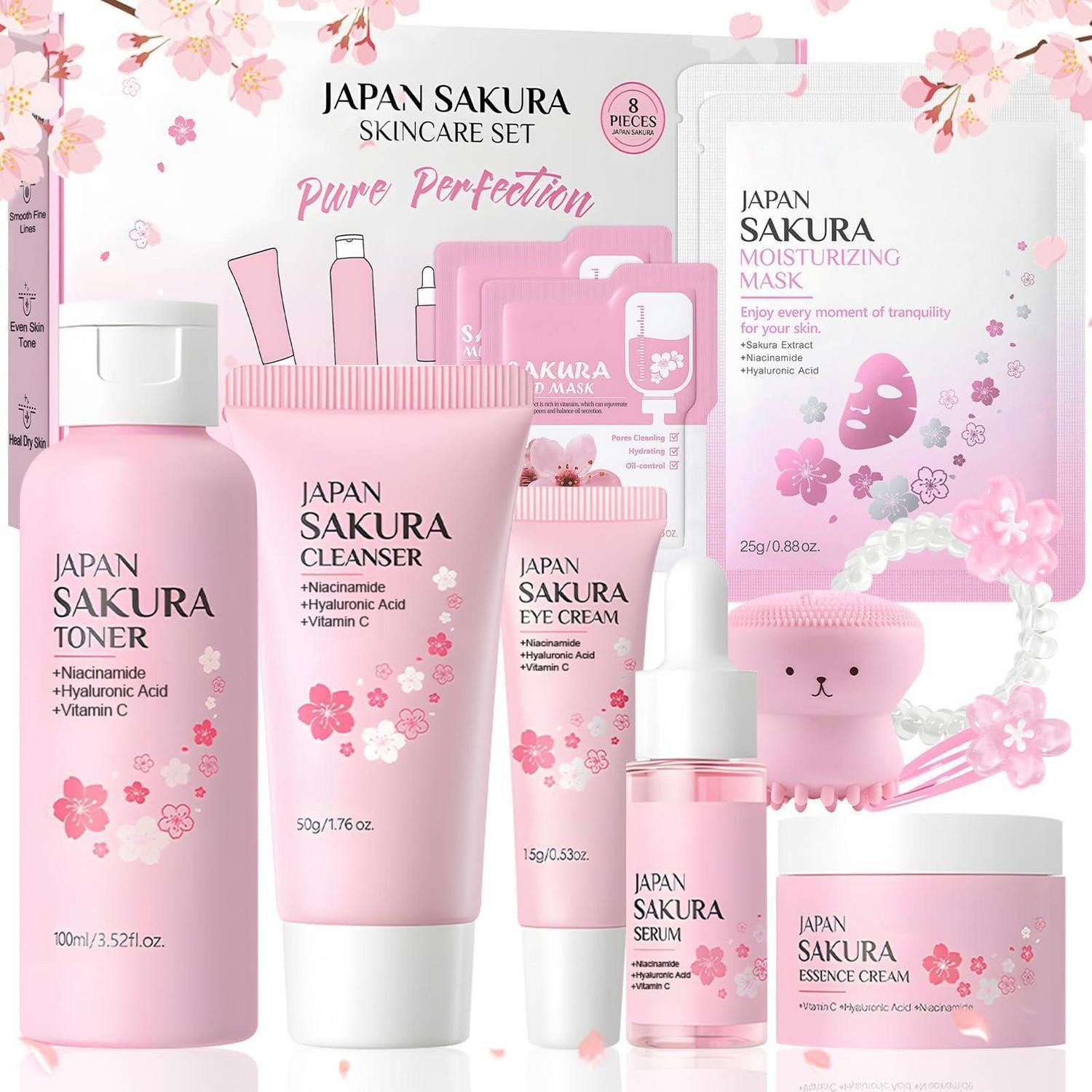 LuxusKollektion Pflege-Geschenkset Sakura Skincare Set 12-teilig Rosa