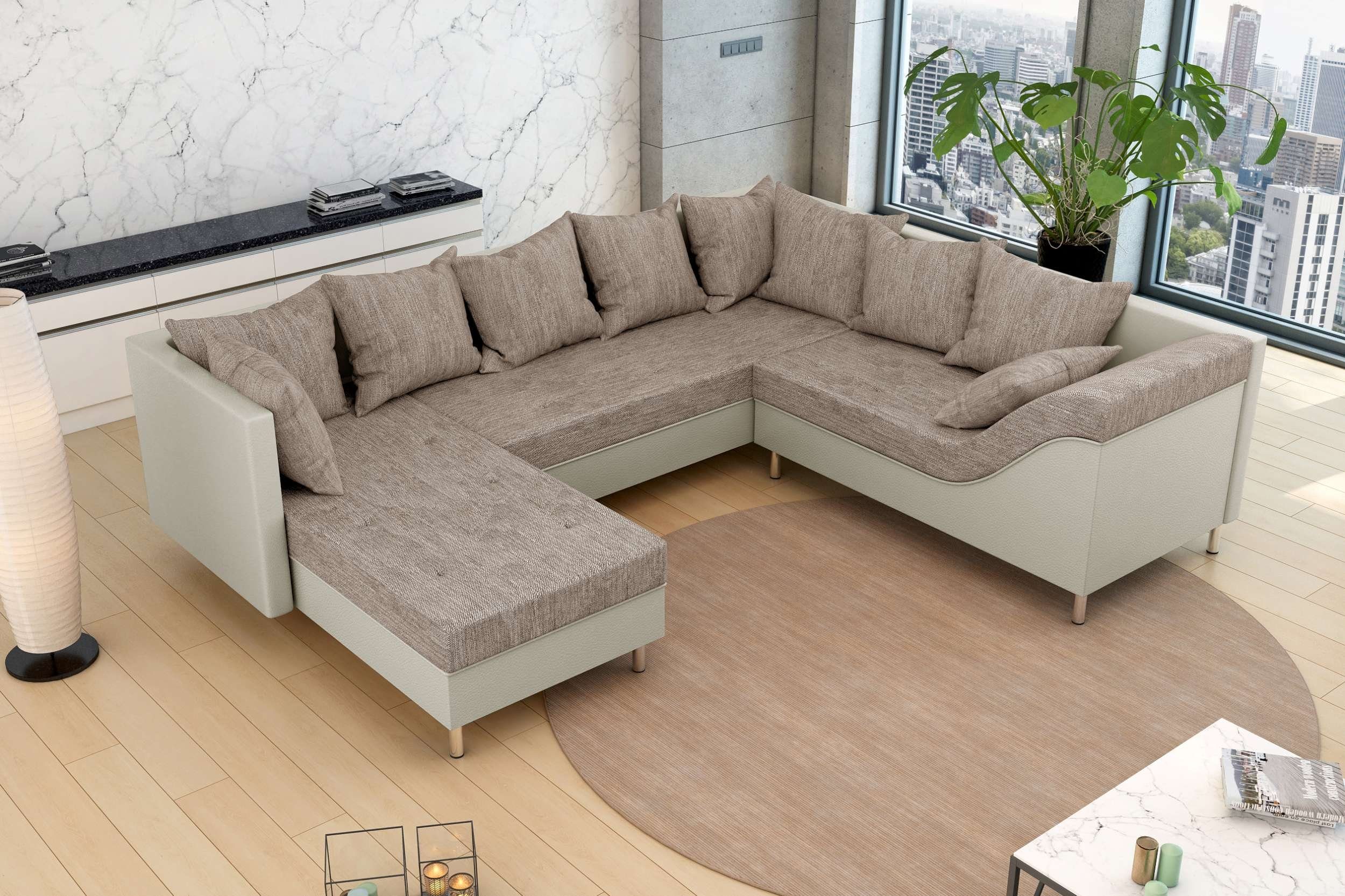 Stylefy Wohnlandschaft Lotos, Sofa, bestellbar, Modern in mane stellbar, links frei rechts Europa oder U-Form, Design, made im Raum