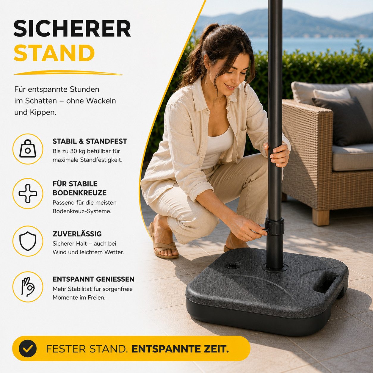 Gartiva® Schirmständer Befüllbarer Sonnenschirmständer oder 4-teiliges Schirmgewicht-Set – Bild 4 von 5