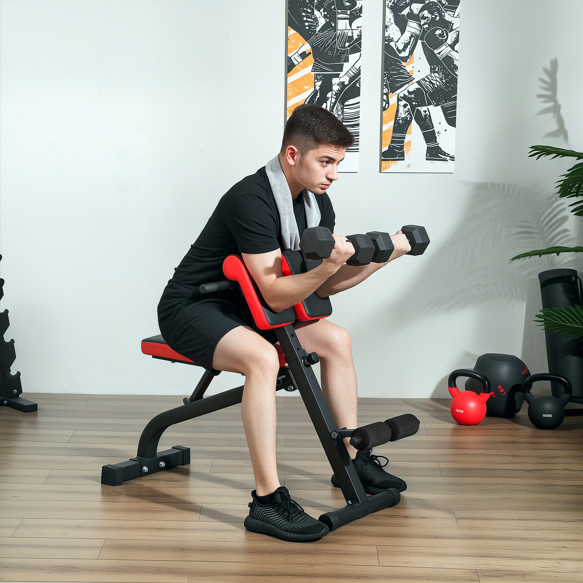 SPORTNOW Hantelbank verstellbar, klappbares Design, (für Bizeps-Curls, Langhantel, 1-tlg., Fitnessbank), bis 120 kg, 103 x 65 x 67-98 cm, Schwarz