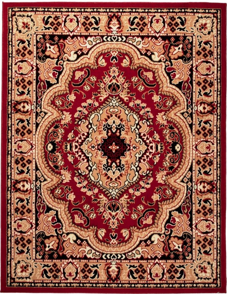Mazovia Orientteppich Orientalisch Vintage Teppich Kurzflor Wohnzimmerteppich Rot, 60 x 100 cm, Fußbodenheizung
