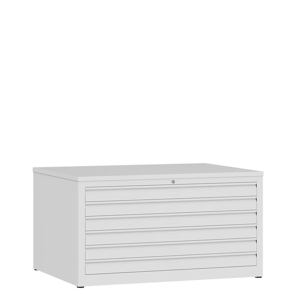 Steelboxx Mehrzweckschrank Lüllmann® Zeichnungsschrank, 6 Schubladen DIN A1, 605 x 1135 x 835 mm (1-St) Komplett verschweißt und montiert - keine Montage erforderlich Weiß | Weiß