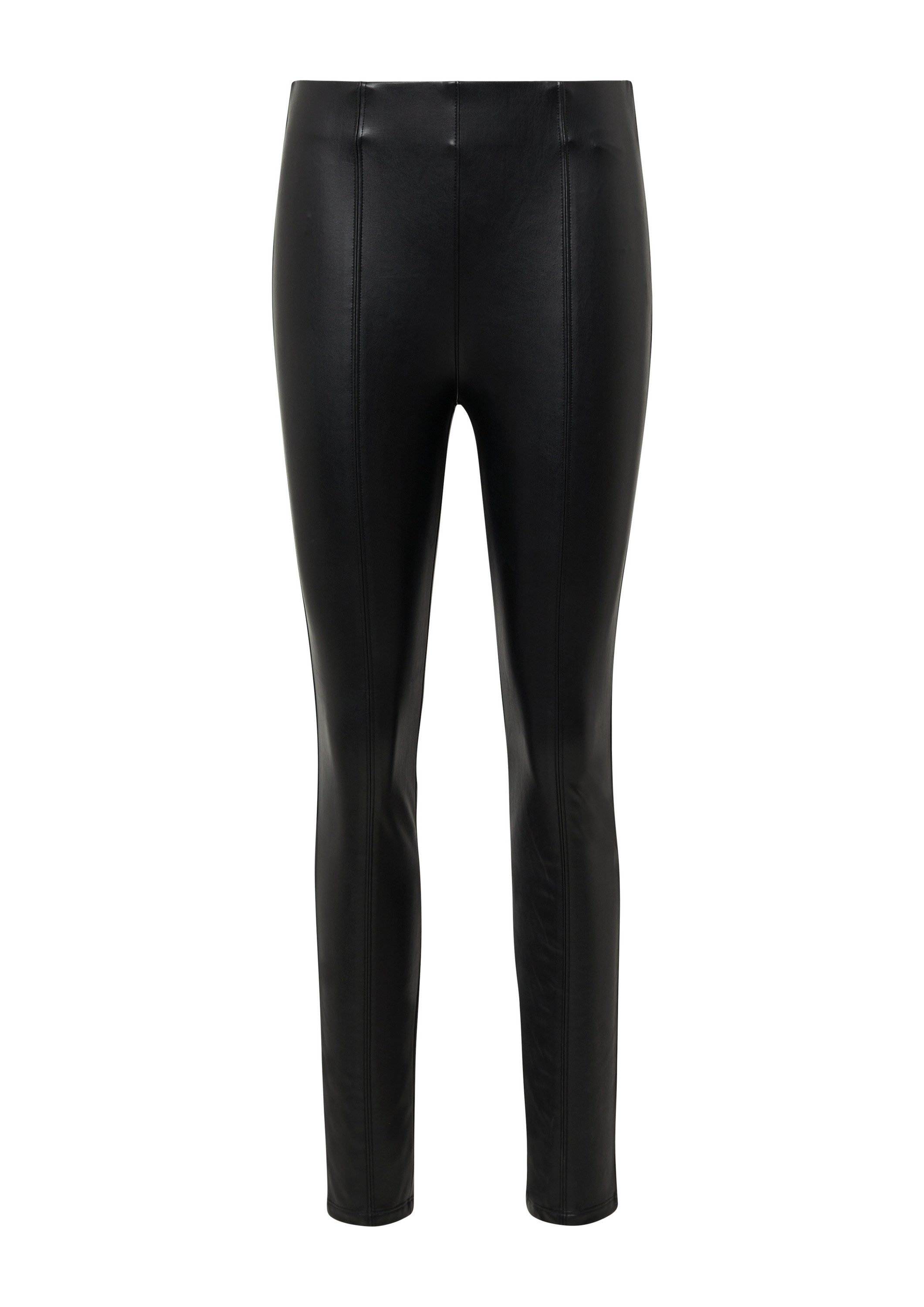 comma Chinos Hose Leggings mit Ziernähten aus Lederimitat