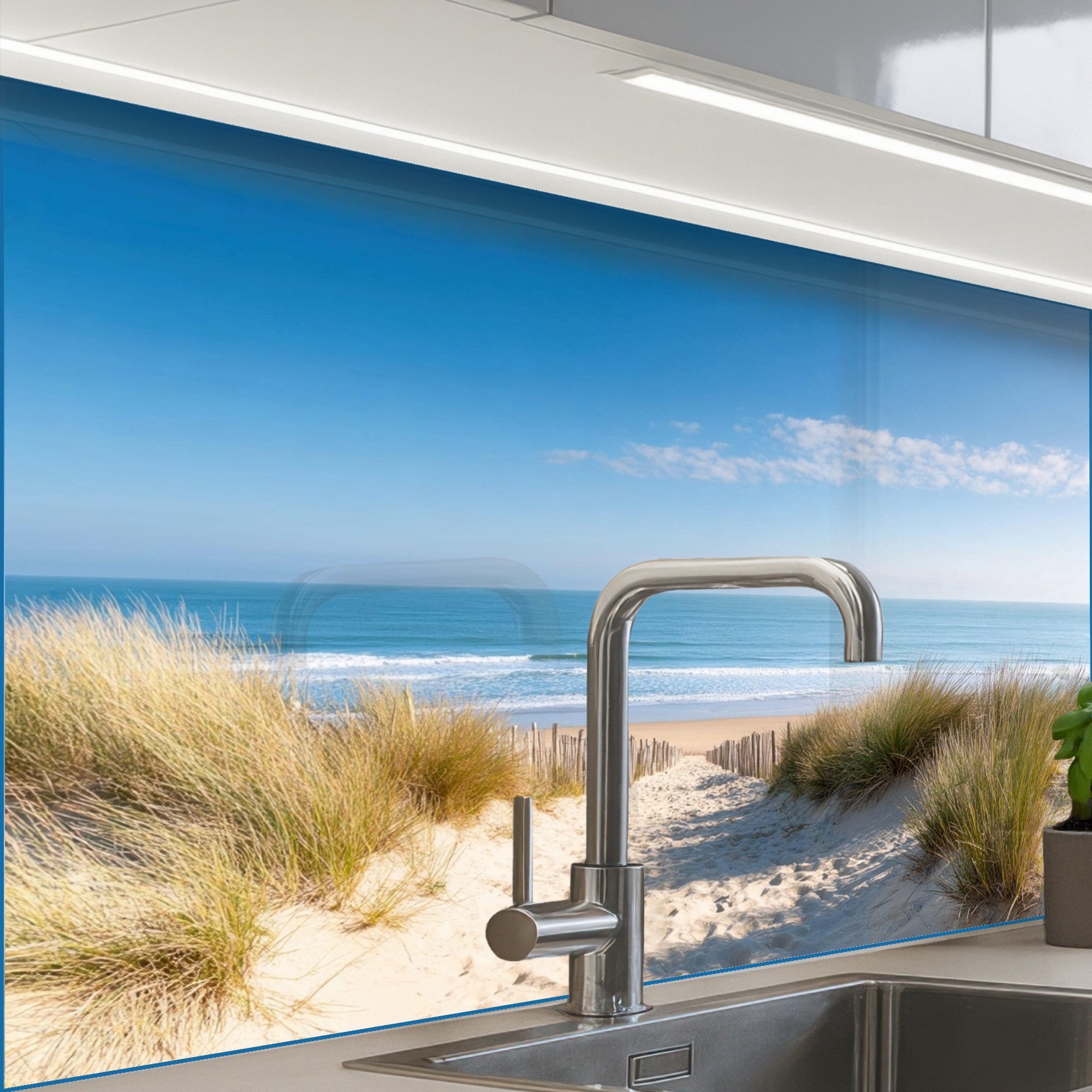 KitchenYeah Küchenrückwand Muster selbstklebend (keine Folie) Strand - Meer - Düne - Sand - Somme, (1-tlg), Spritzschutz, Küche, Rückwand, Küchenwand, Küchenfront, 30x20 cm