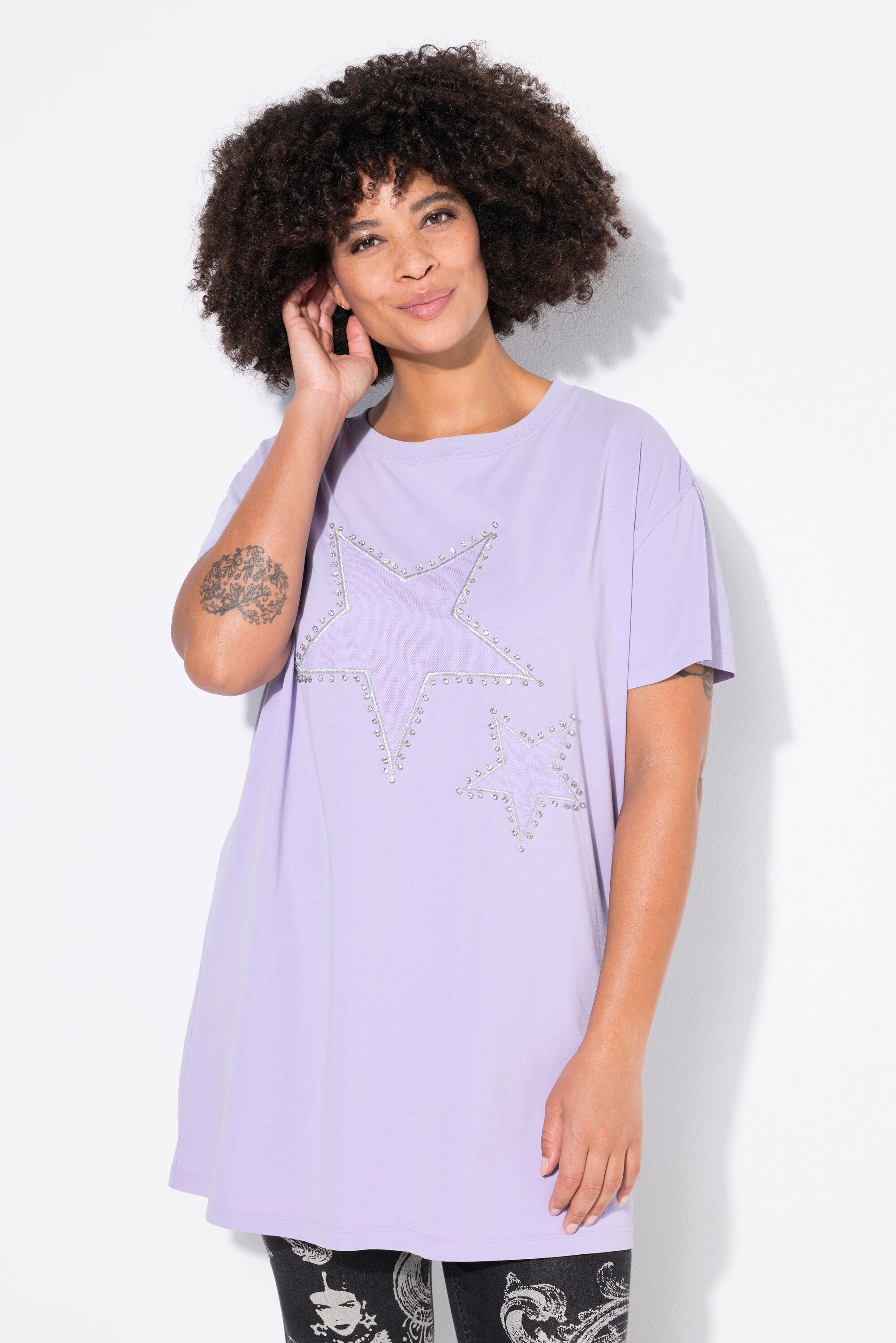 Angel of Style T-Shirt T-Shirt Boxy Fit Sterne auf Mesh günstig online kaufen