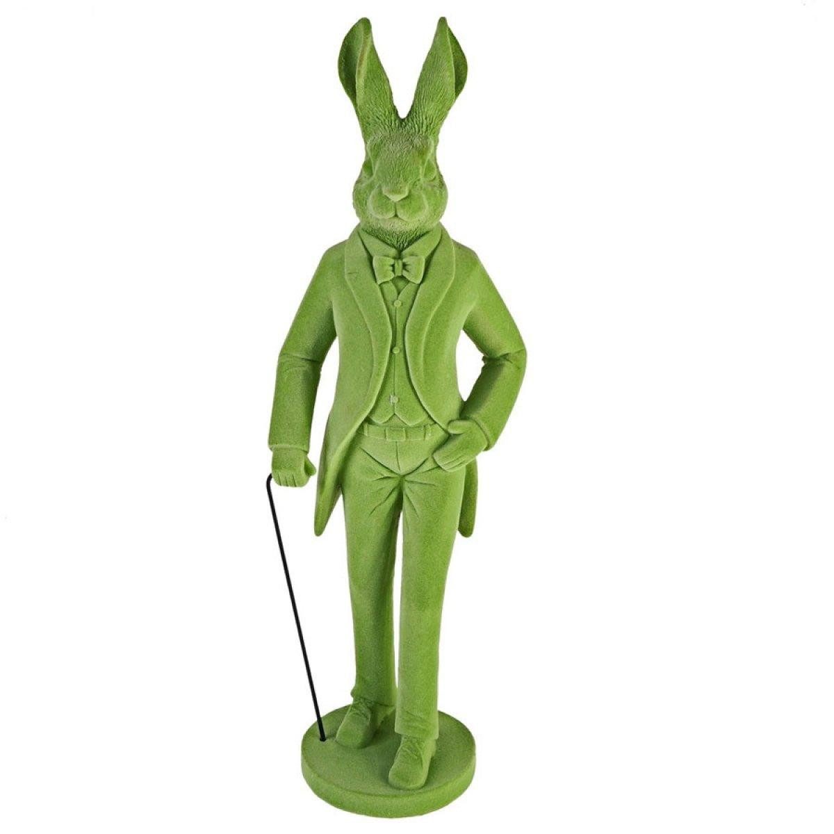 Werner Voß Osterhase Dekorationsobjekt Hase mit Gehstock Grün Beflockt (55,5cm)