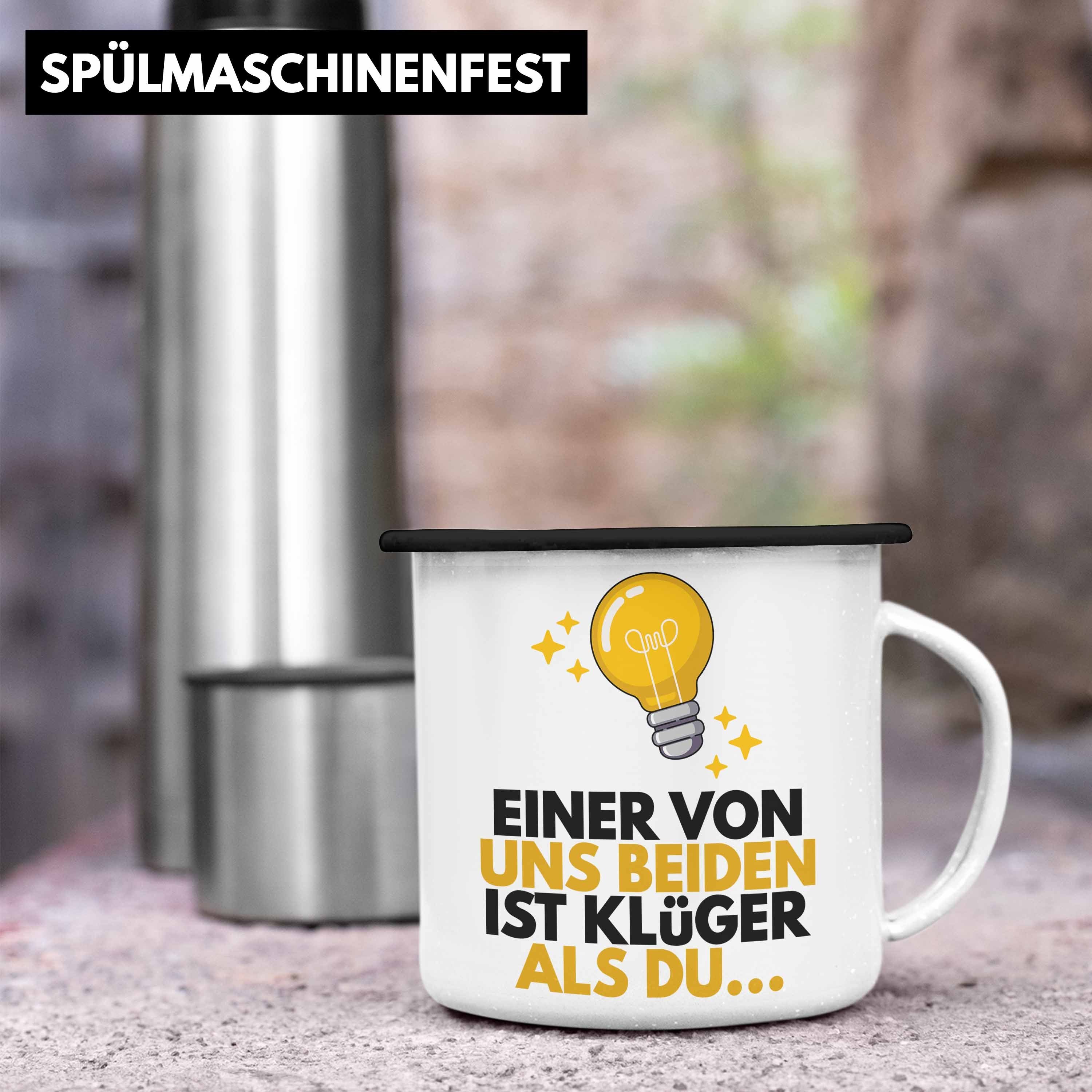 Trendation Thermotasse Trendation - Einer KaffeeEmaille Klüger Sprüche mit Du Ist Tasse Lustige Tasse Schwarz Als Beide Spruch Uns Emaille Von