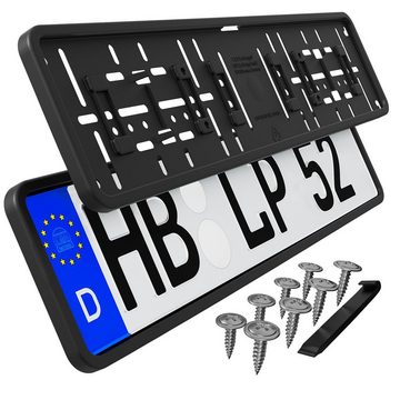 L & P Car Design Kennzeichenhalter für Auto mit umlaufendem Rahmen in Schwarz, (2 Stück)