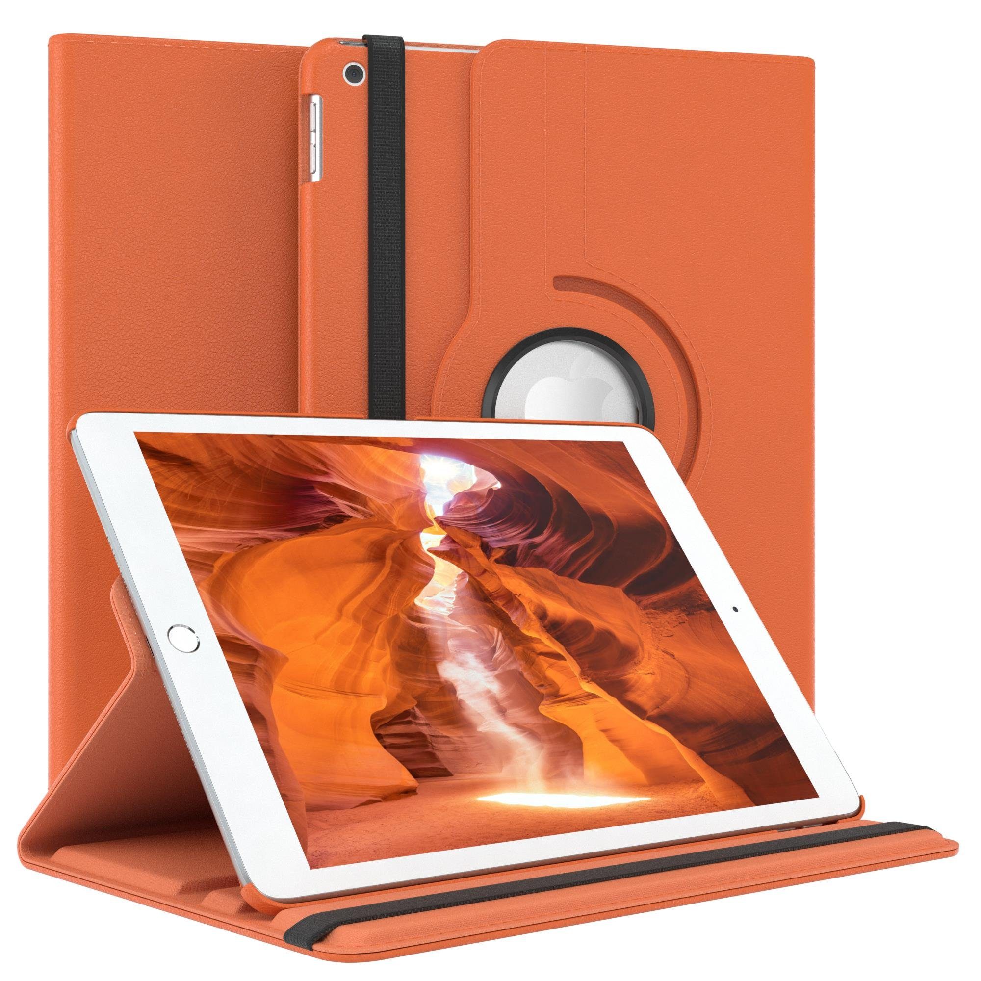 EAZY CASE Tablet-Hülle Rotation Case für Apple iPad 7./8./9. Gen. 10,2 Zoll, Tabletschutz robust magnetisch verstellbar Klappetui mit Deckel Orange
