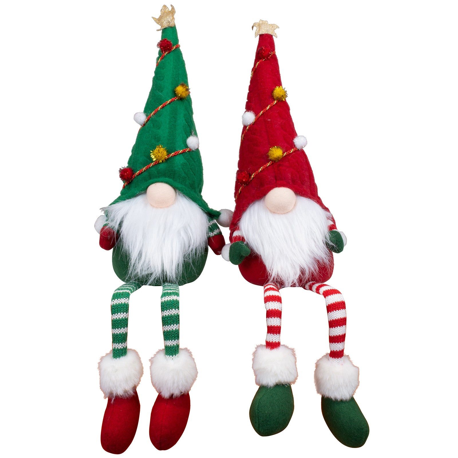 Christmas Paradise Wichtel sitzend 22 cm (50 cm) (Dekofigur, 2 St., Pärchen), Kantenhocker Gnom grün-rot