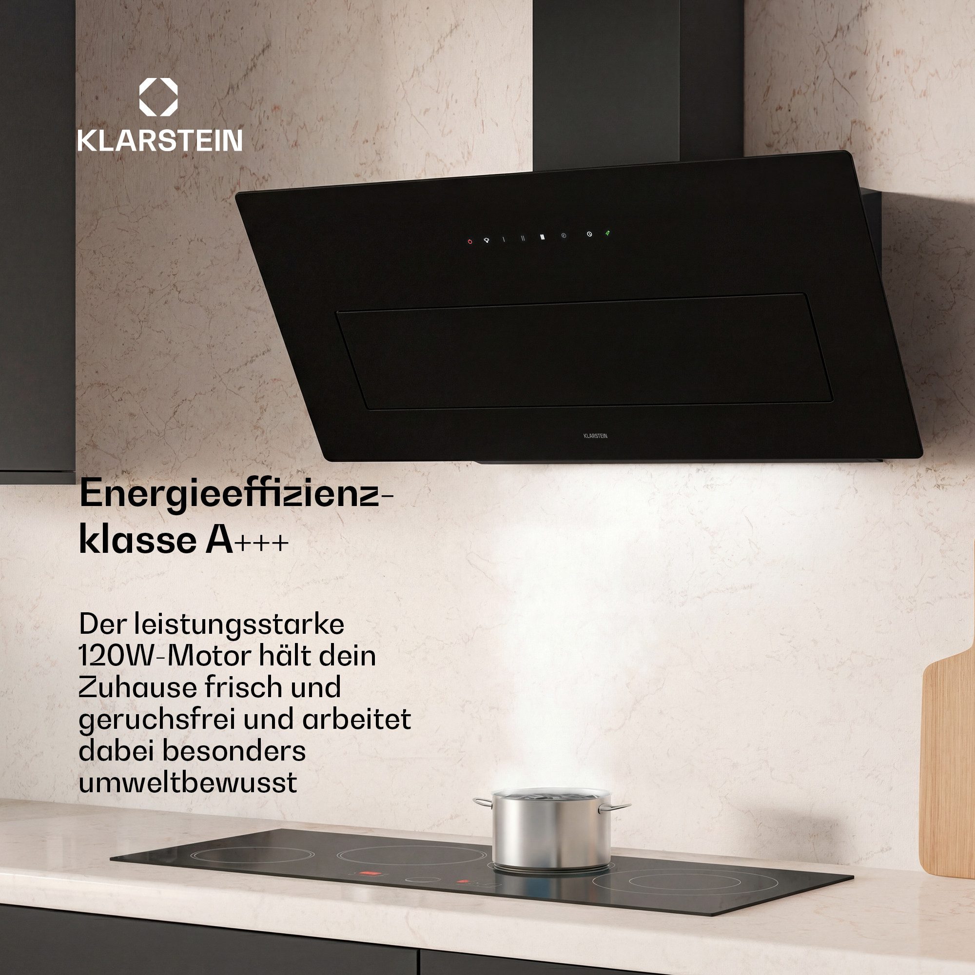 Klarstein Deckenhaube SleekAir 90cm 720m³/h Kopffreihaube Schwarz SleekAir 90cm 720m³/h Kopffreihaube Schwarz
