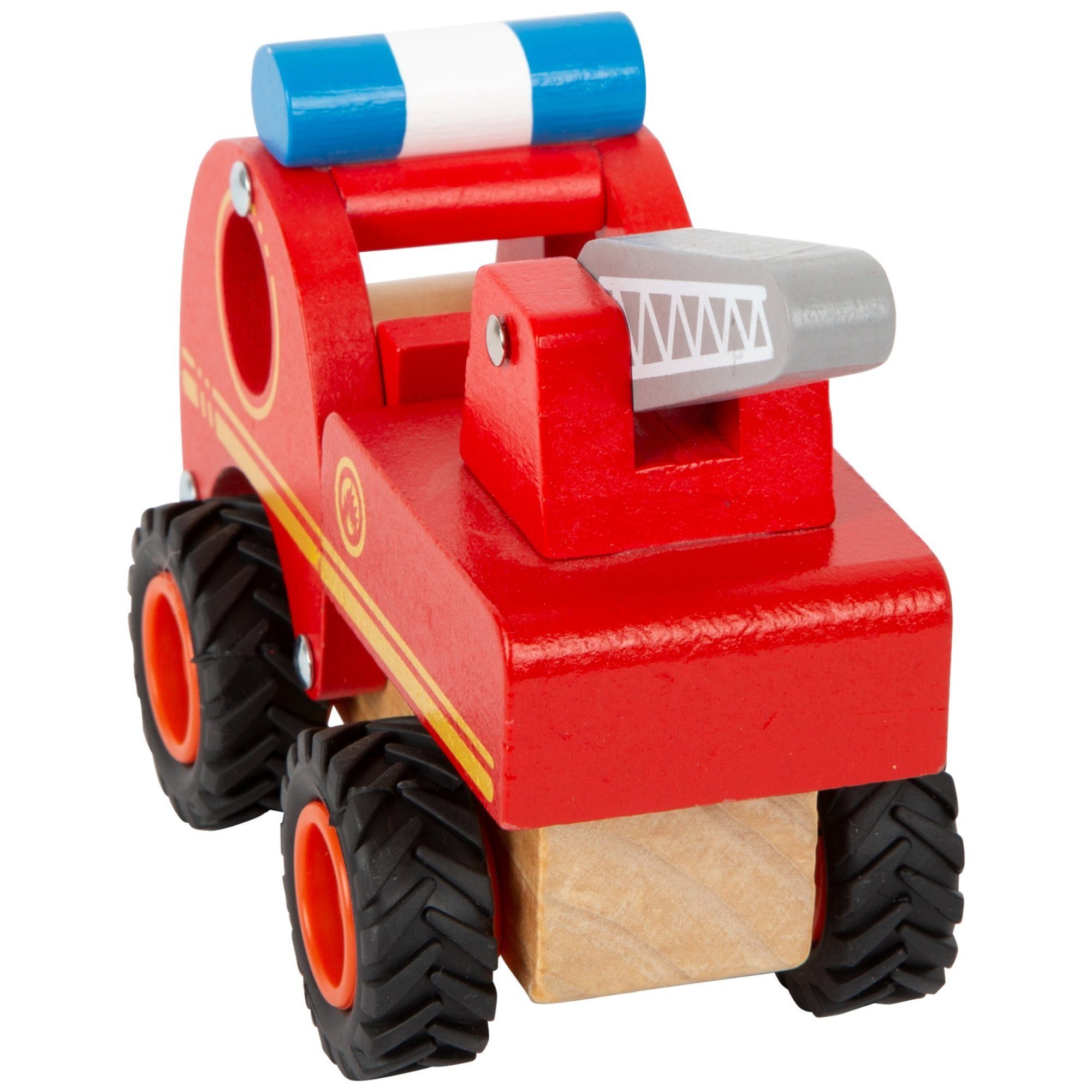 Small Foot Spielzeug-Feuerwehr small foot Feuerwehrfahrzeug, (1-tlg), Gummierte, geräuscharme Reifen