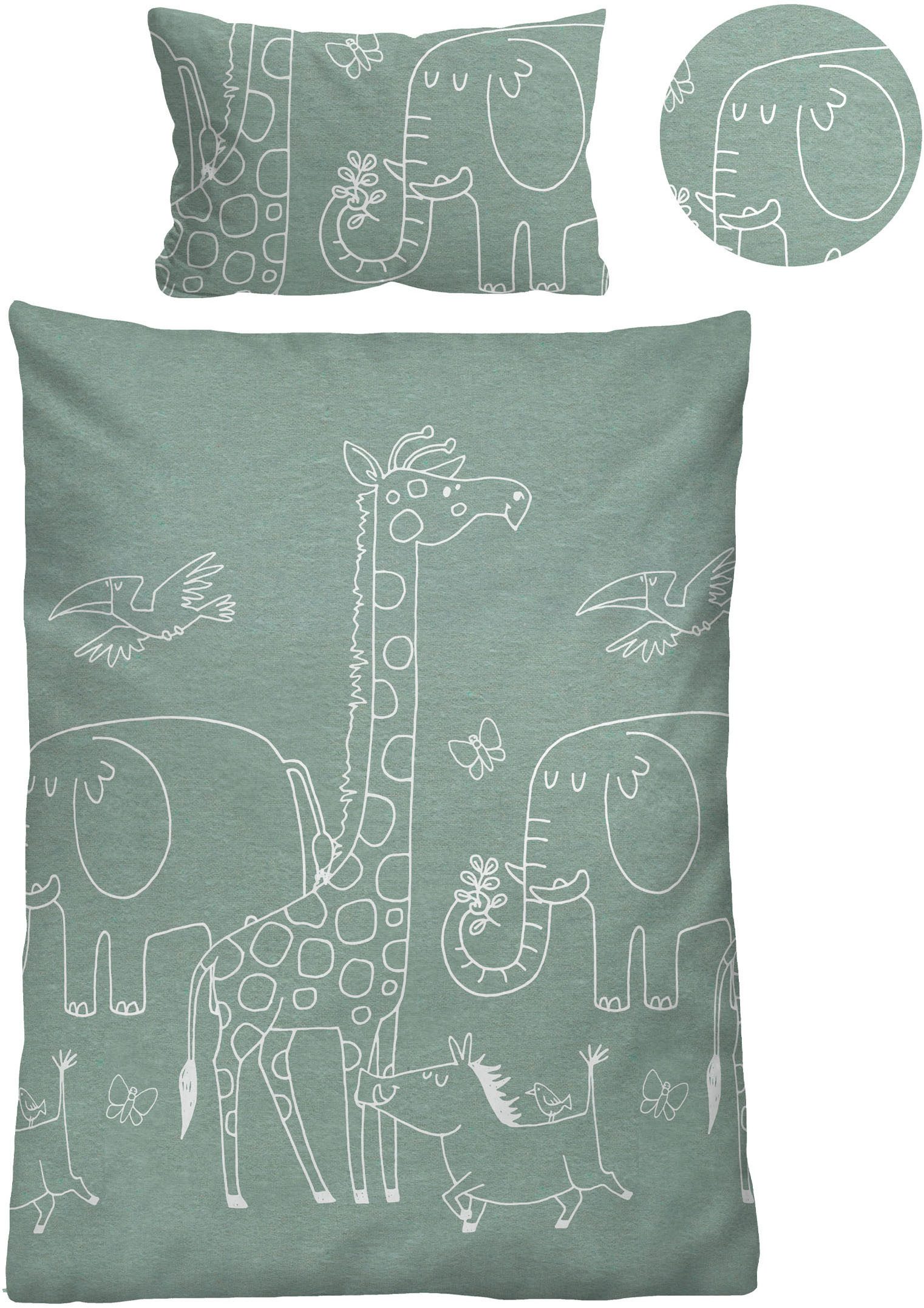 Biberna Kinderbettwäsche 0840520, Flanell, 2 teilig, kuschelig warm, samtwe günstig online kaufen