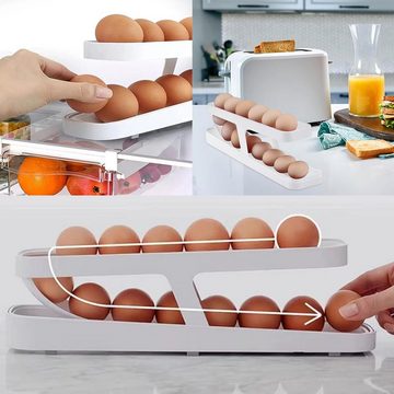 BlauCoastal Eierkorb 2 Stück Automatisches Eierregal, Doppelschichtiger Eierregal, (1-tlg., Eierspender,12 Bis 14 Eier), Für Rolleneiersortierer um Eier Auf Kühlschränken