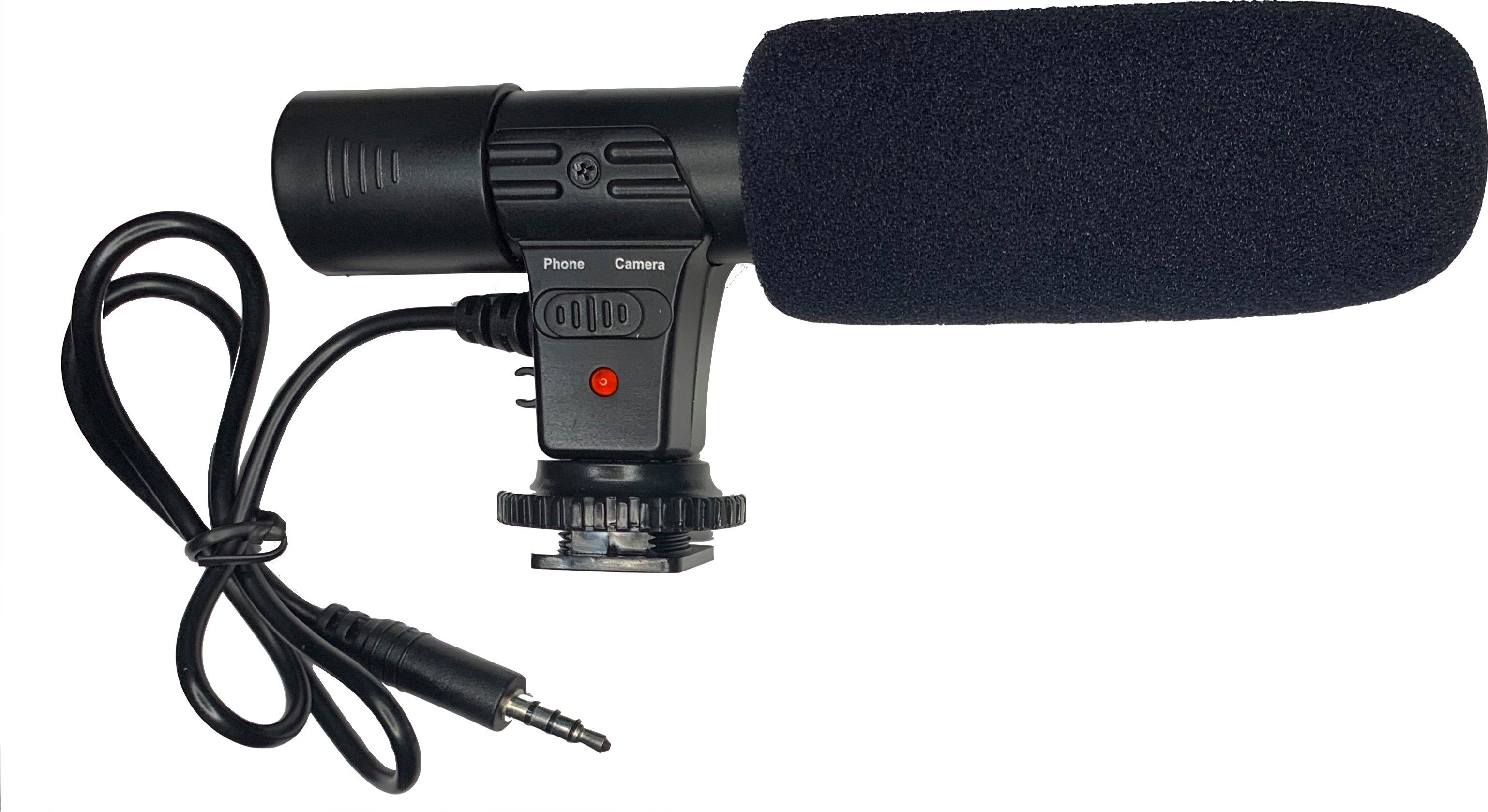 DigiPower Richtmikrofon Shotgun-Mikrofon, Smartphone-Halterung, Nierencharakteristik, 30-18KHz