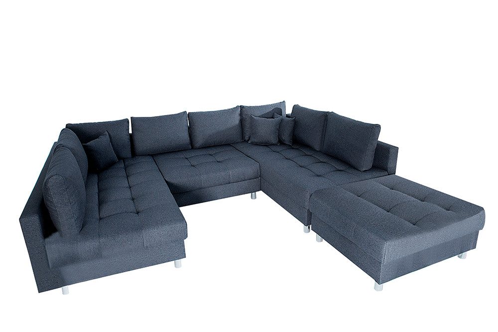 riess-ambiente Wohnlandschaft KENT 305cm anthrazit, Einzelartikel 1 Teile, Wohnzimmer · XXL · U-Form · Federkern · Stoff · Hocker & Kissen