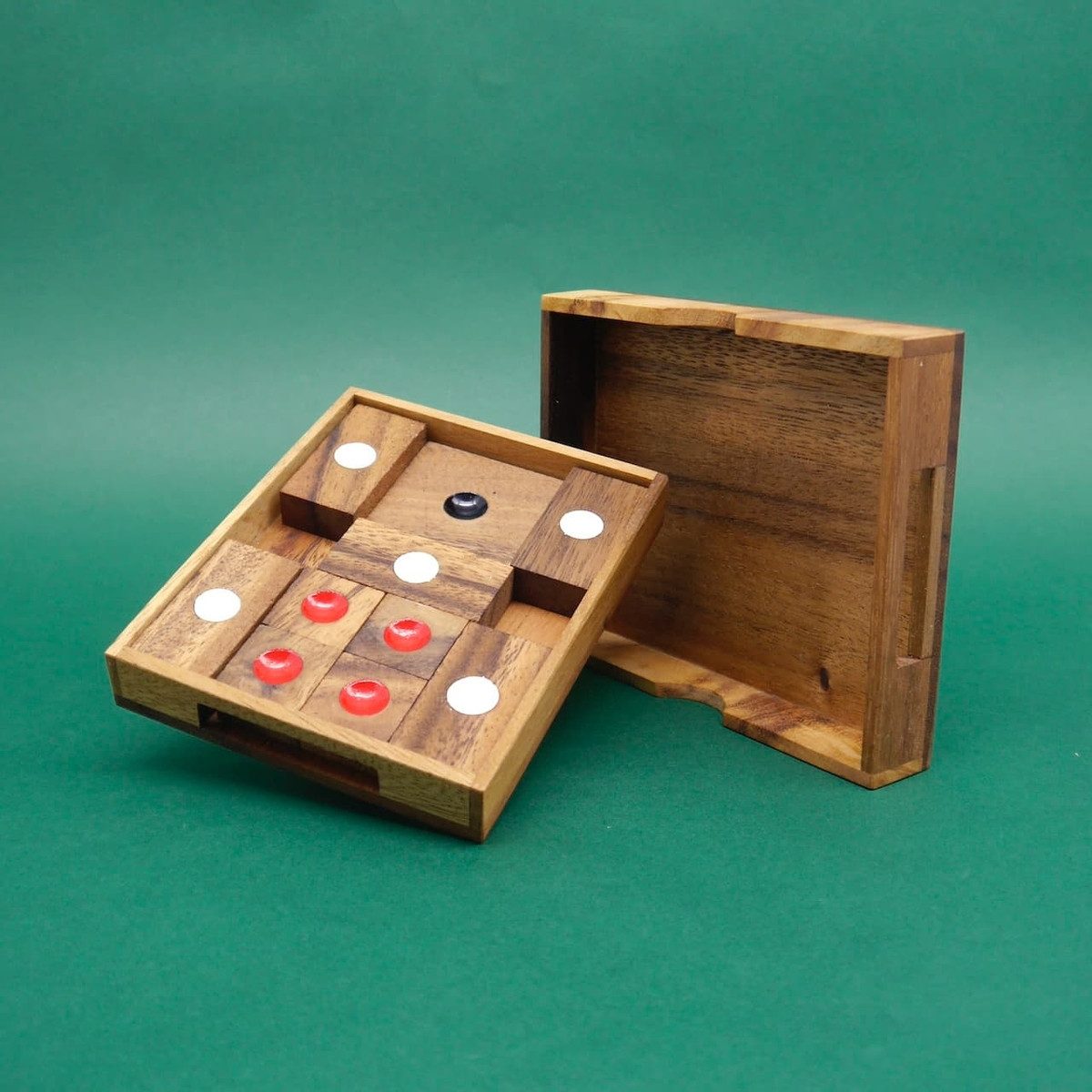 ROMBOL Denkspiele Spiel KHUN PAN - variantenreiches Schiebepuzzle, Schiebespiel, Holzpuzzle