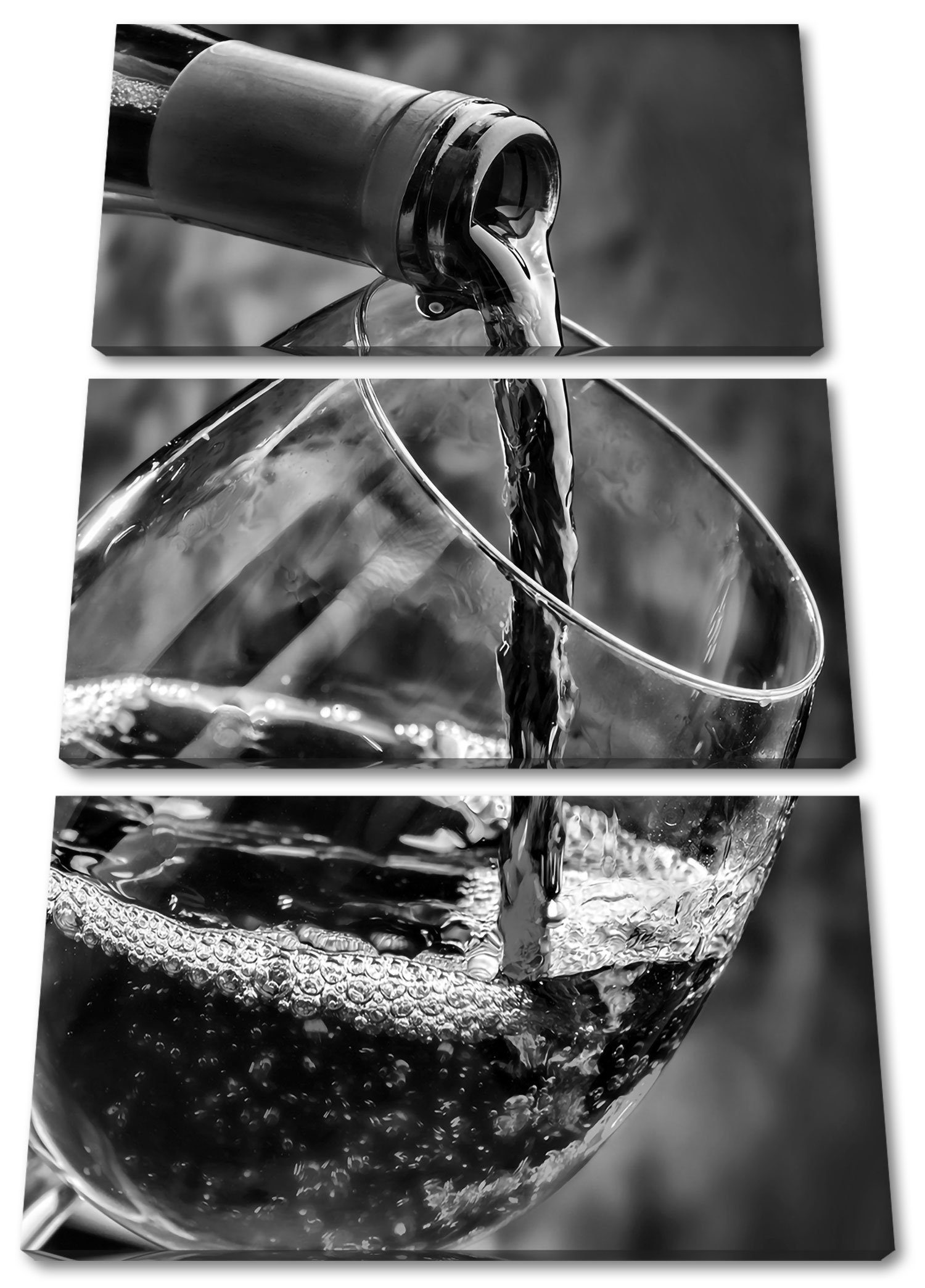 Pixxprint Leinwandbild Edler Rotwein, Edler (1 St), (120x80cm) Rotwein 3Teiler fertig Leinwandbild bespannt, inkl. Zackenaufhänger