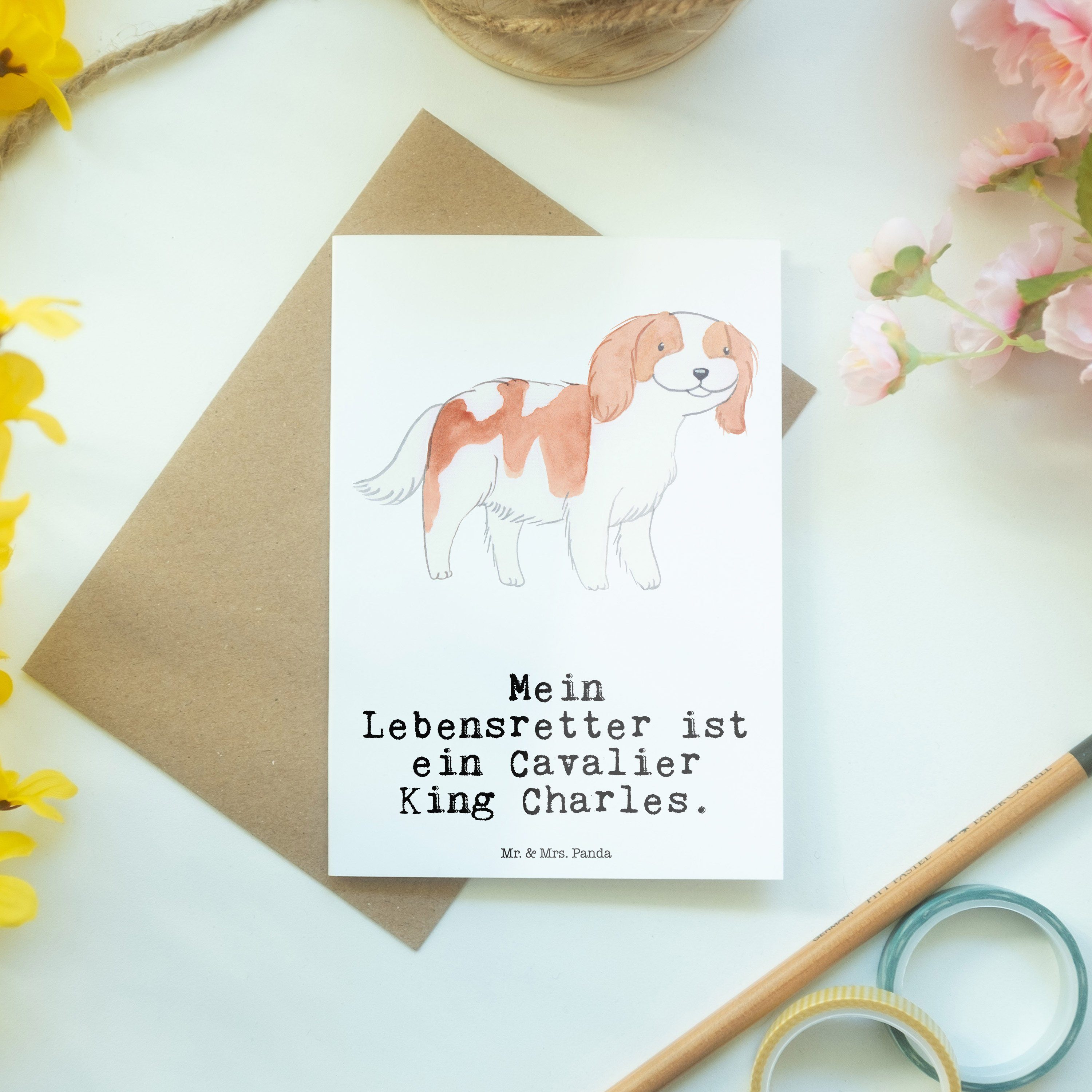 Mr. & Spaniel Einladu Grußkarte Mrs. Weiß Lebensretter Geschenk, - Cavalier Charles Panda King 